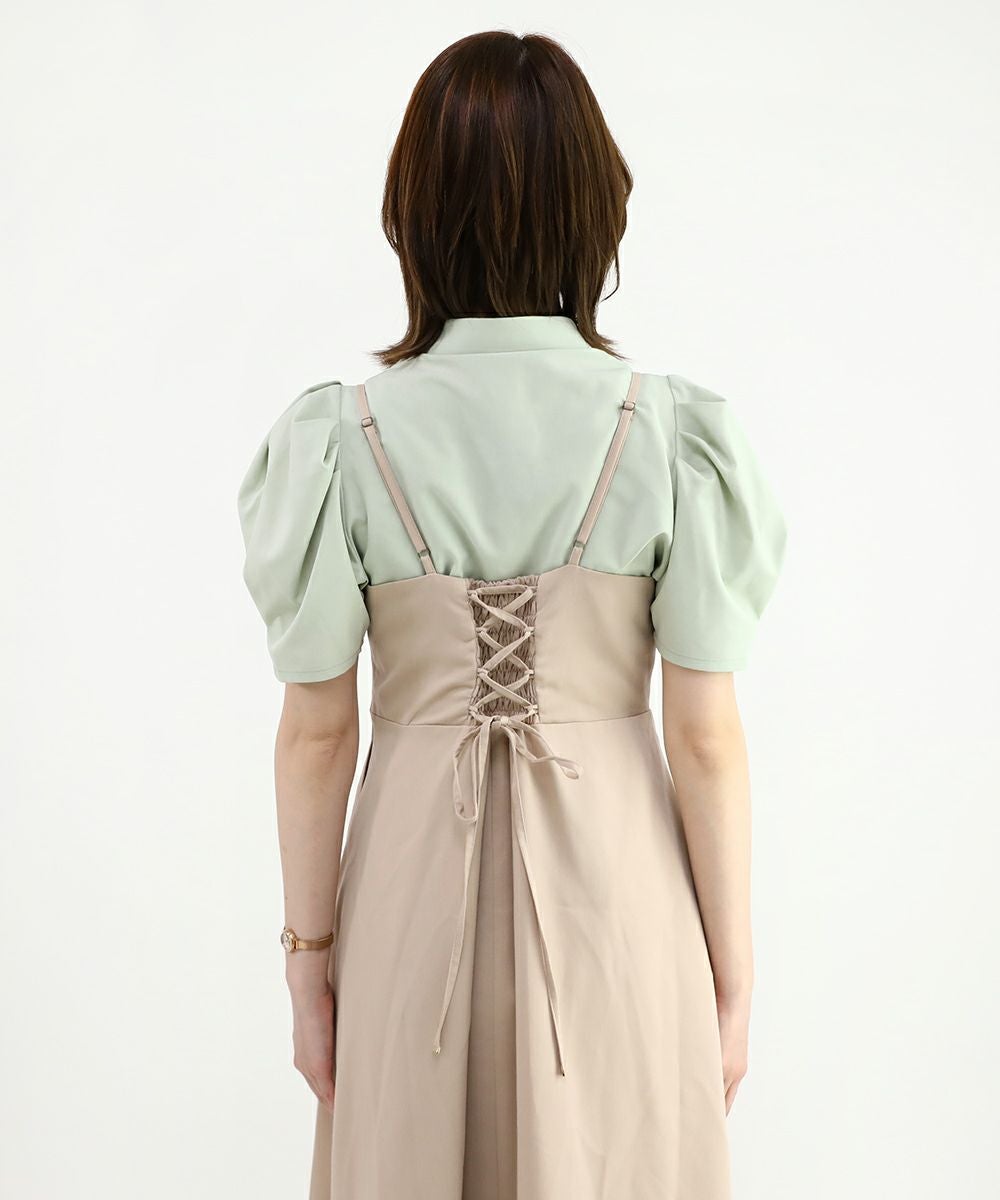 フロント釦バックレースアップキャミワンピース/an another angelus