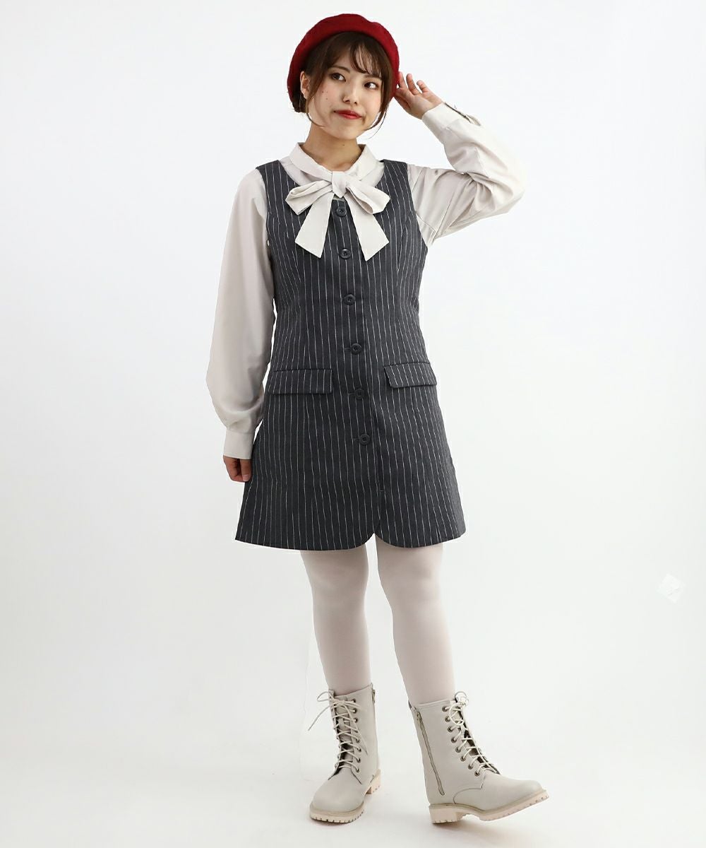 ストライプジレジャンパースカート/F i.n.t [47AE04f003] | F i.n.t