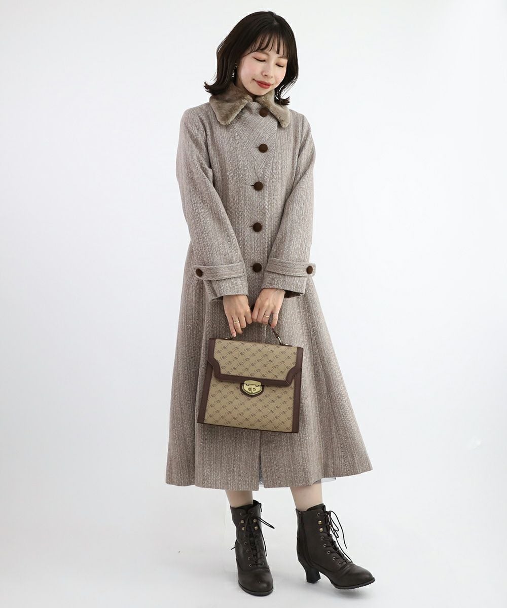 ファー衿付きヘリンボーンコート/an another angelus [47BD03j001] | F