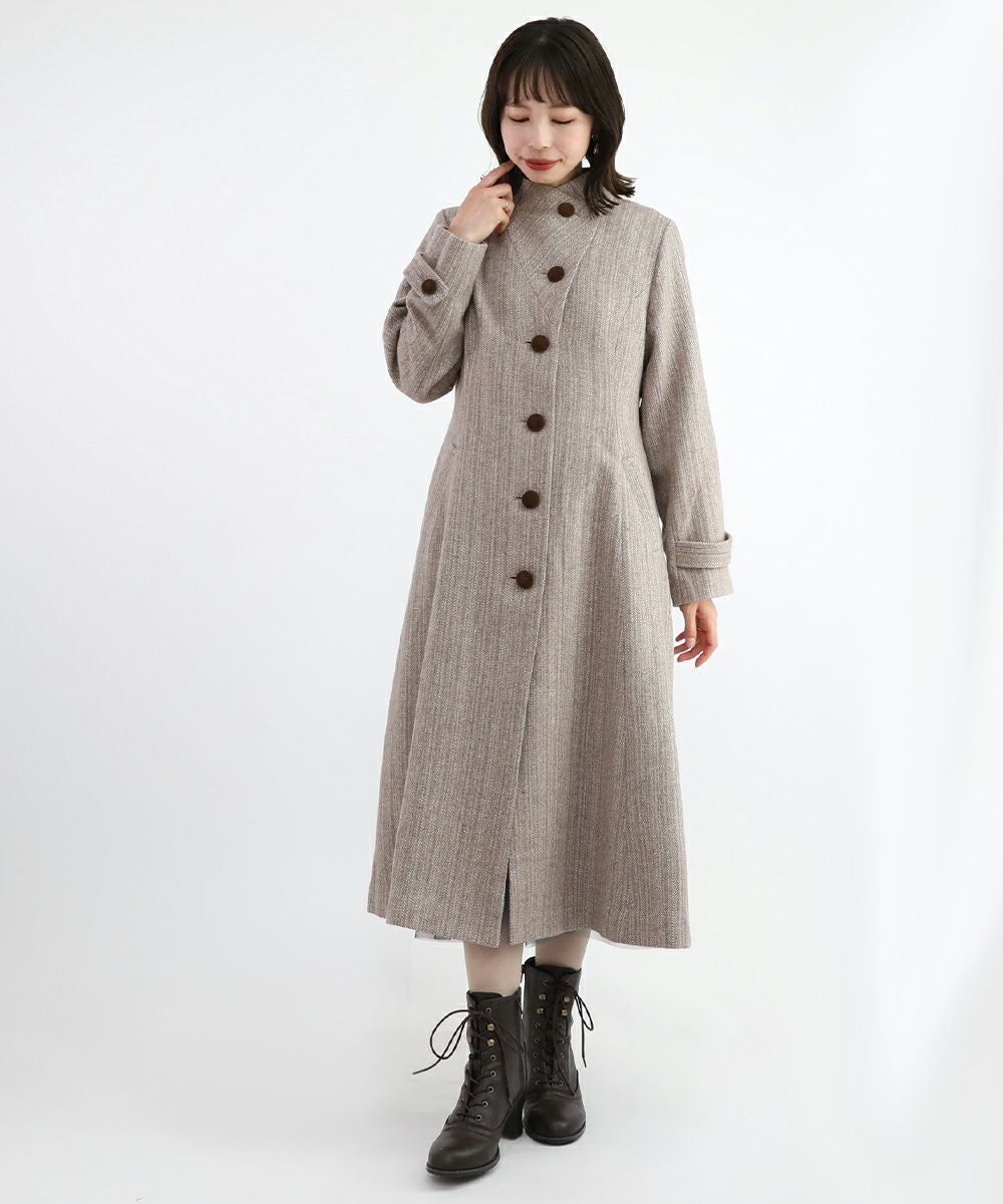 ファー衿付きヘリンボーンコート/an another angelus [47BD03j001] | F