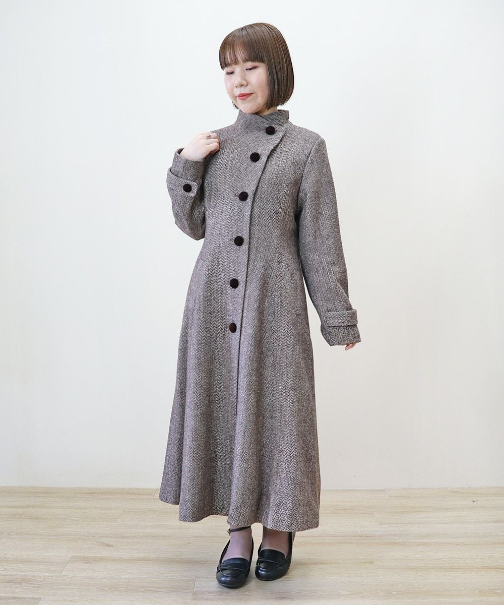 ファー衿付きヘリンボーンコート/an another angelus [47BD03j001] | F