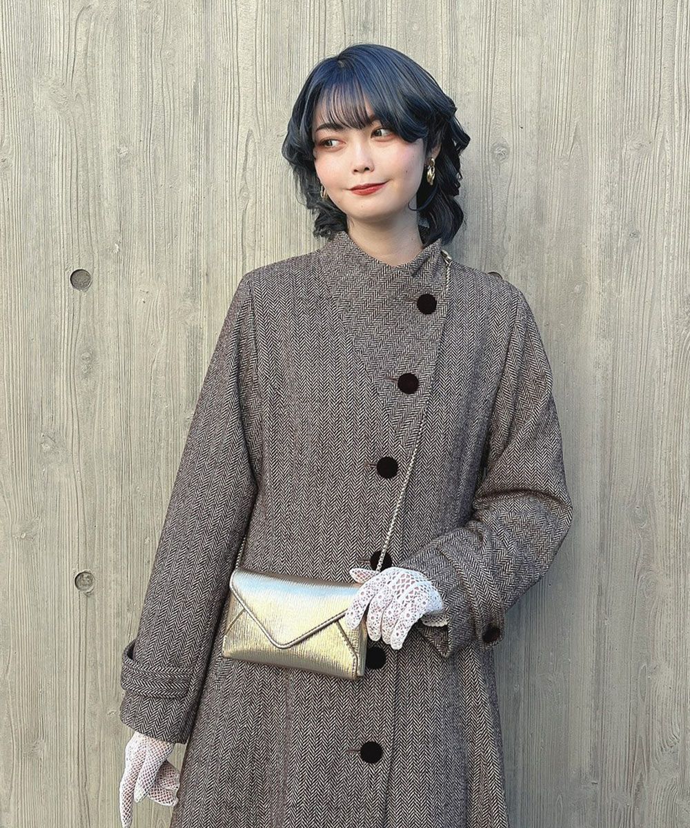 ファー衿付きヘリンボーンコート/an another angelus [47BD03j001] | F