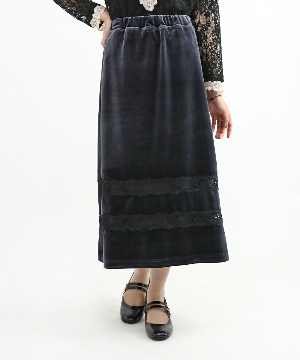 □レーステープ使いベロアスカート/an another angelus Limited