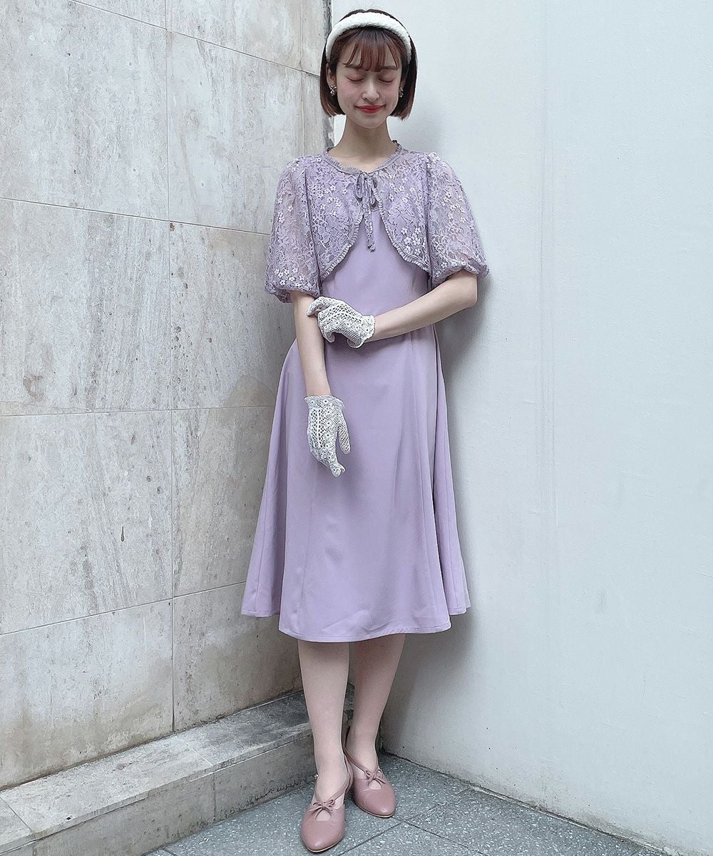 【a.v.v】ワンピース、ボレロ付き　白　紫 レースボレロ付き2wayワンピース【オケージョン】/an another angelus