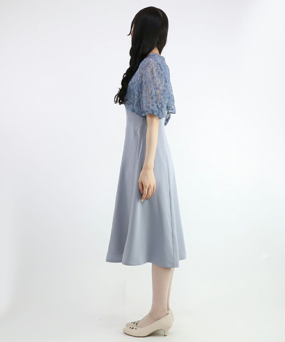 【2回着用】【美品】Amalilita お呼ばれドレス　F 装飾品付き　ブラック アイティ aity ケミカルレース×ハシゴレース切替ドレス 結婚式