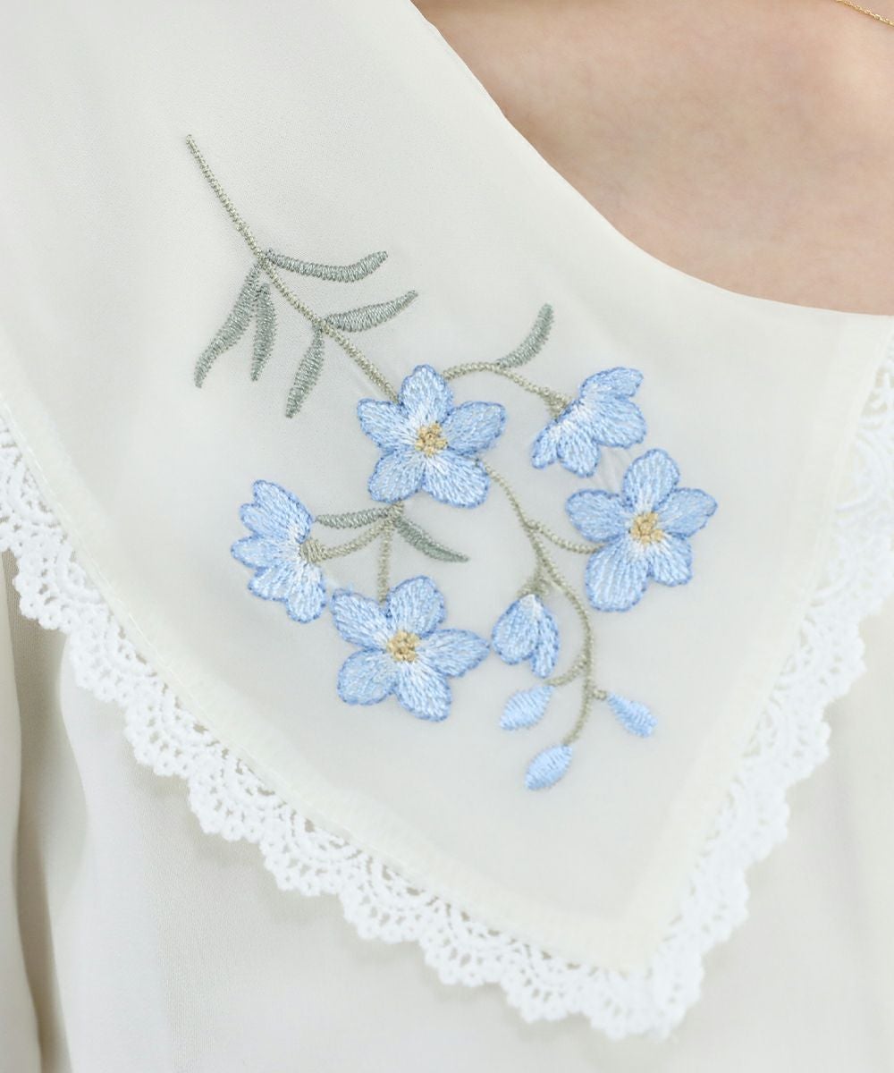 デルフィニウム刺繍ビッグカラーブラウス/F i.n.t [46AF02g023] | F