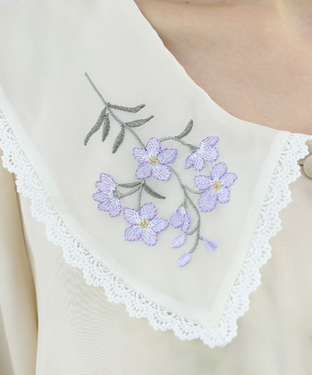 デルフィニウム刺繍ビッグカラーブラウス/F i.n.t [46AF02g023] | F
