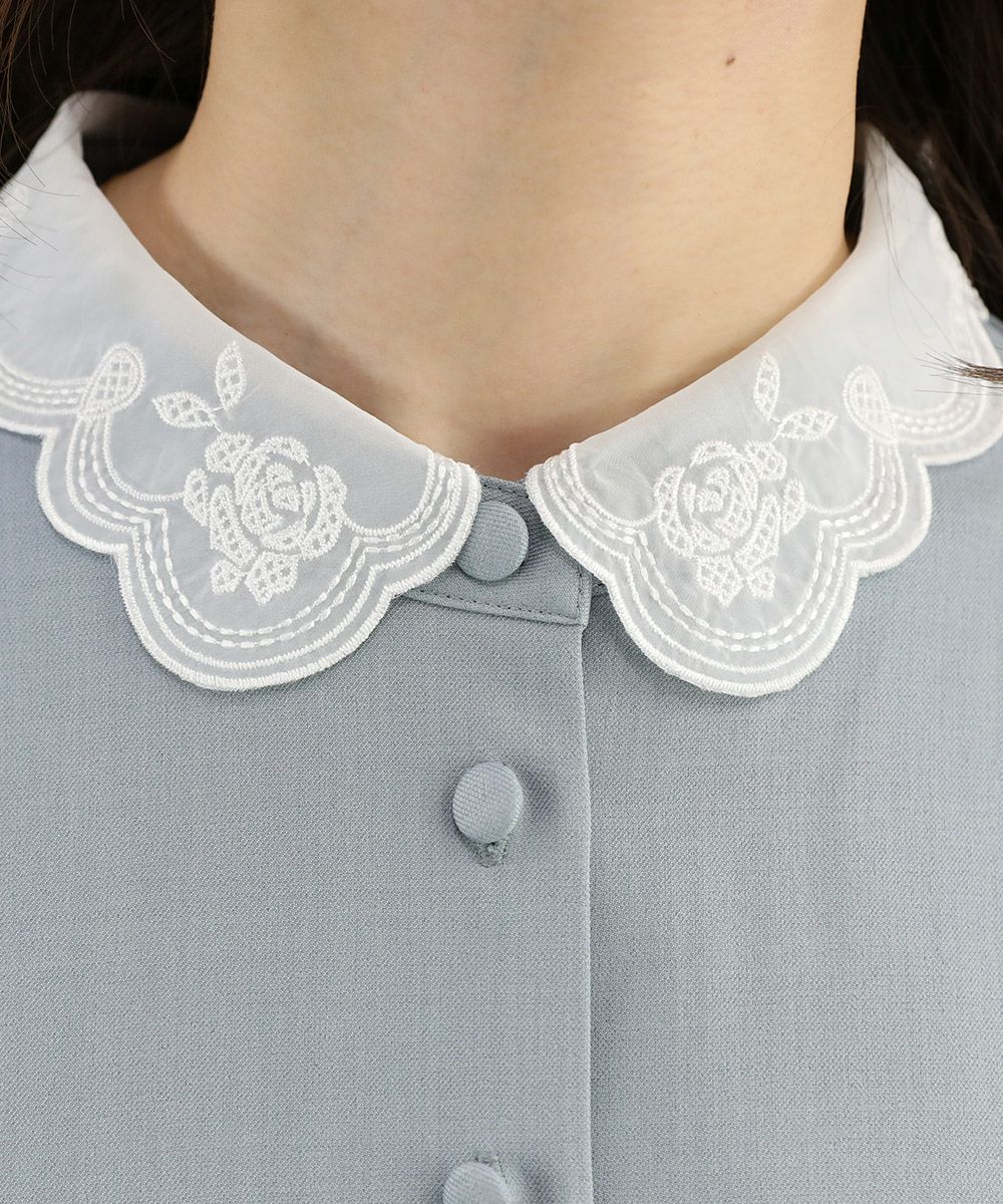 ローズ刺繍オーガンジー衿ワンピース/F i.n.t [47AE02h009] | F i.n.t