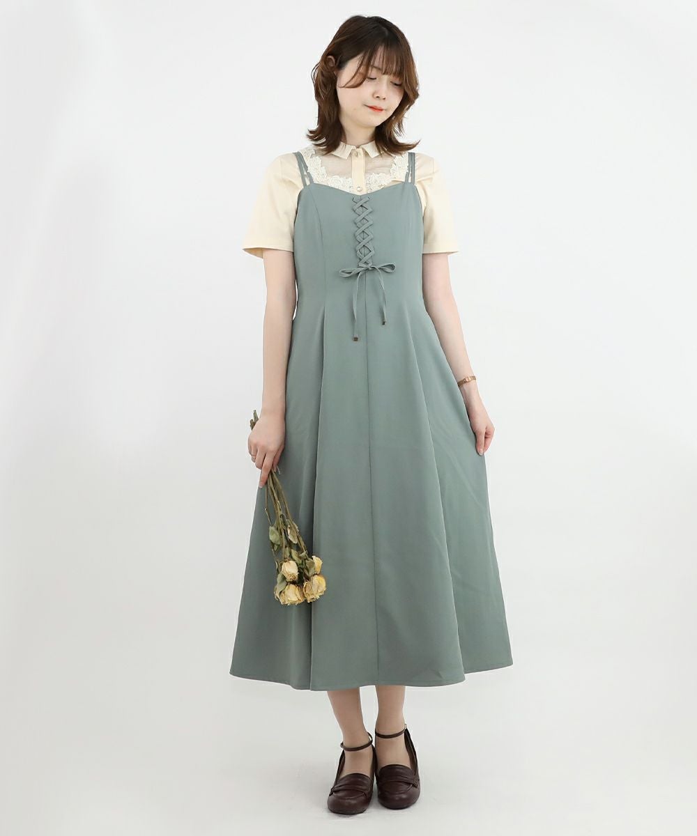 □フロントレースアップキャミワンピース/an another angelus