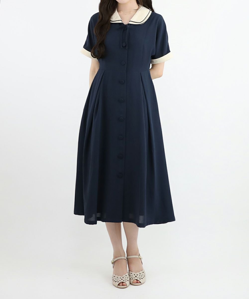 決まりました❣️美品 アトリエアンワンエッグシャツワンピース パイピング使いダブルクレリック衿ワンピース/an another angelus
