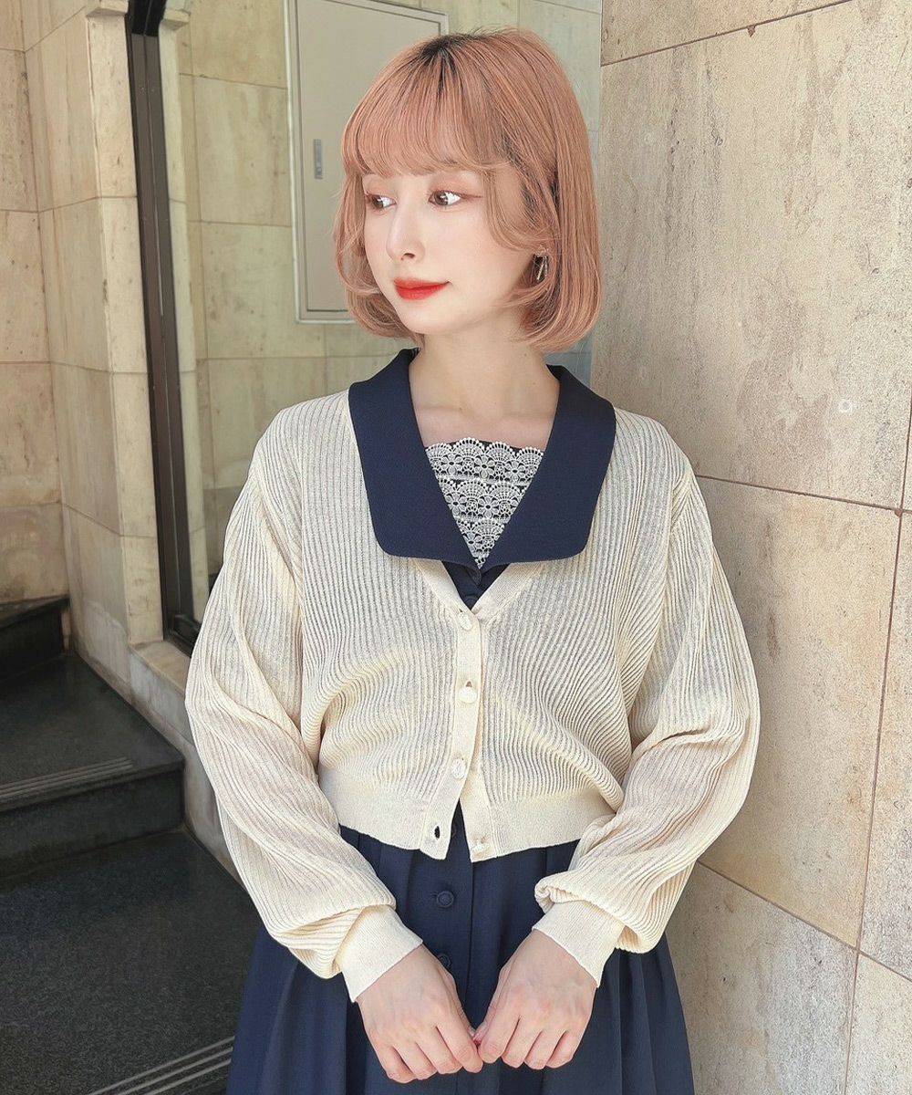 パイピング使いダブルクレリック衿ワンピース/an another angelus