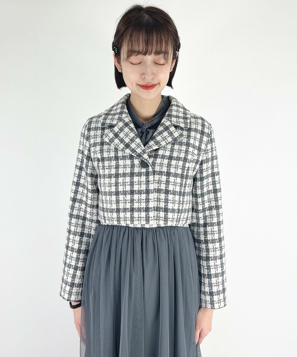 □ツイードチェックショートジャケット/an another angelus