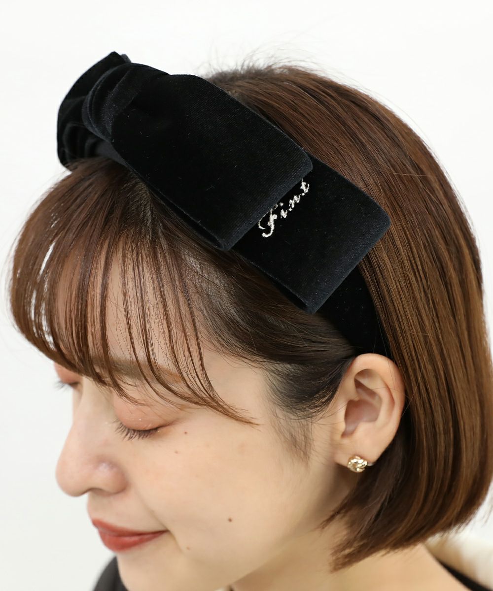 □ロゴ刺繍入りベロアリボンカチューシャ/F i.n.t [47AB17a003] | F