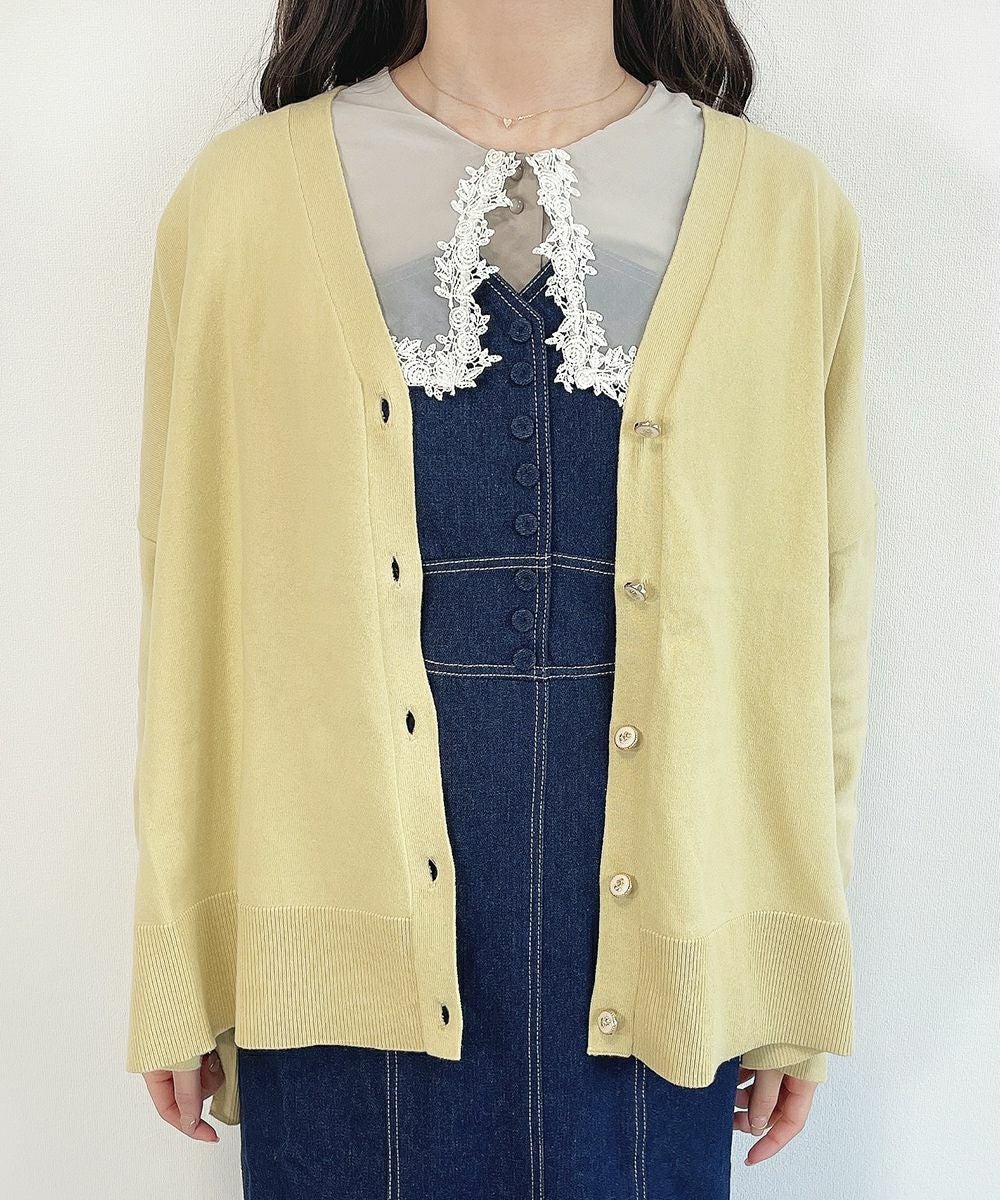 UV加工アイテム】ローズ釦ポンチョ風ニットカーディガン/an another