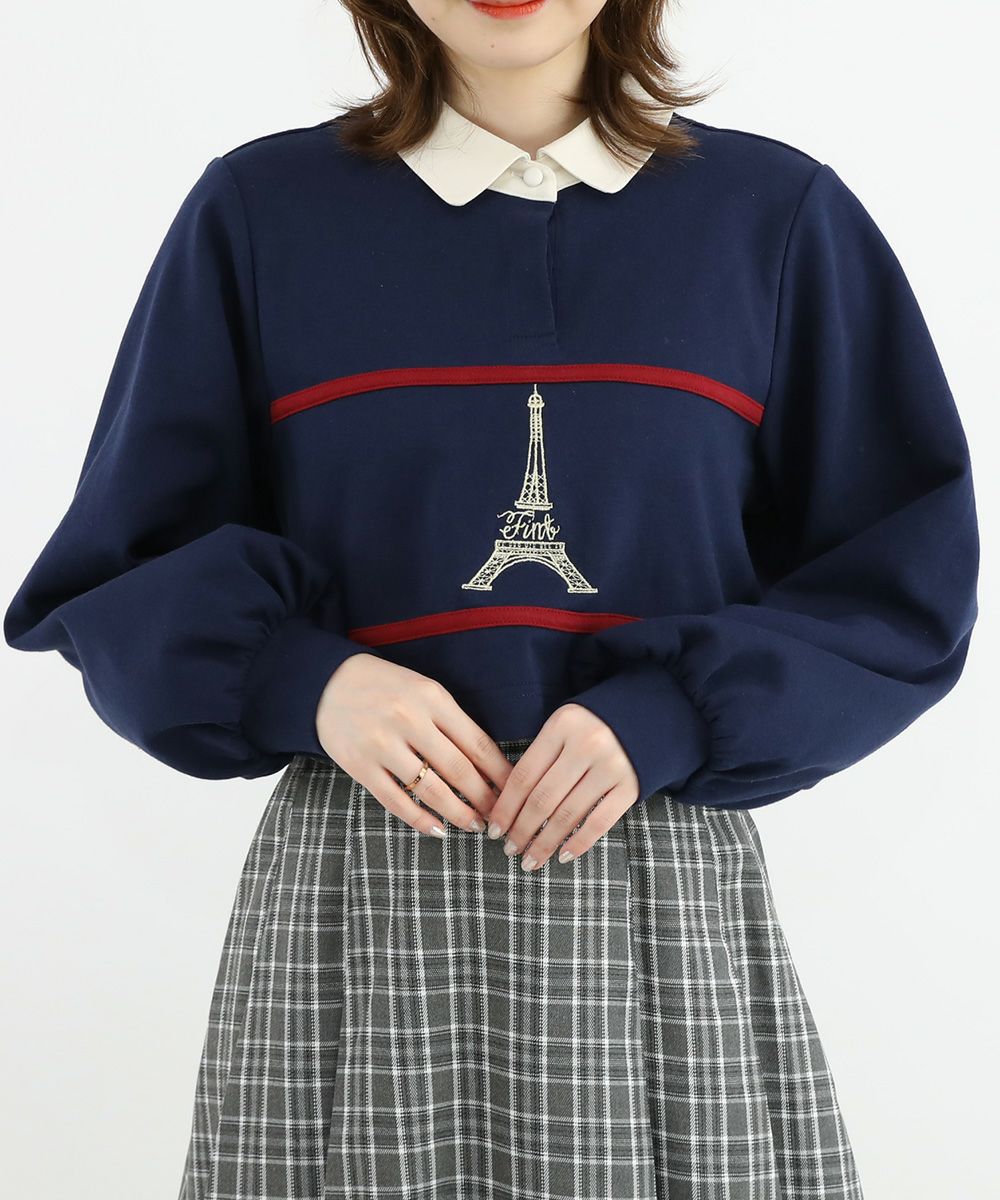 □エッフェル塔ロゴ刺繍ラガーシャツ/F i.n.t [47AI02j005] | F i.n.t