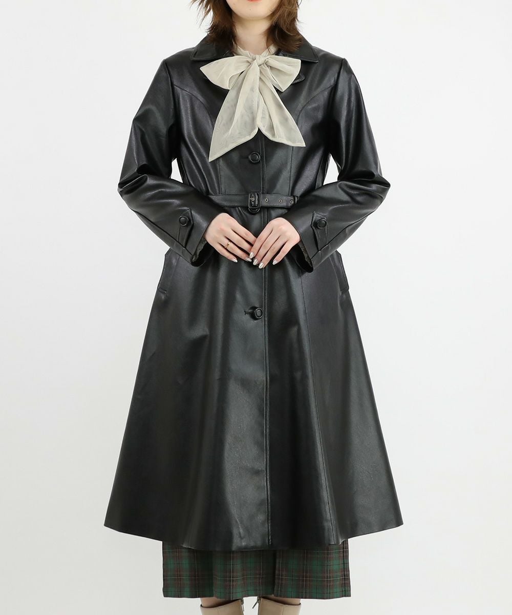 □フェイクレザー開衿コート/an another angelus [47BD03j003] | F