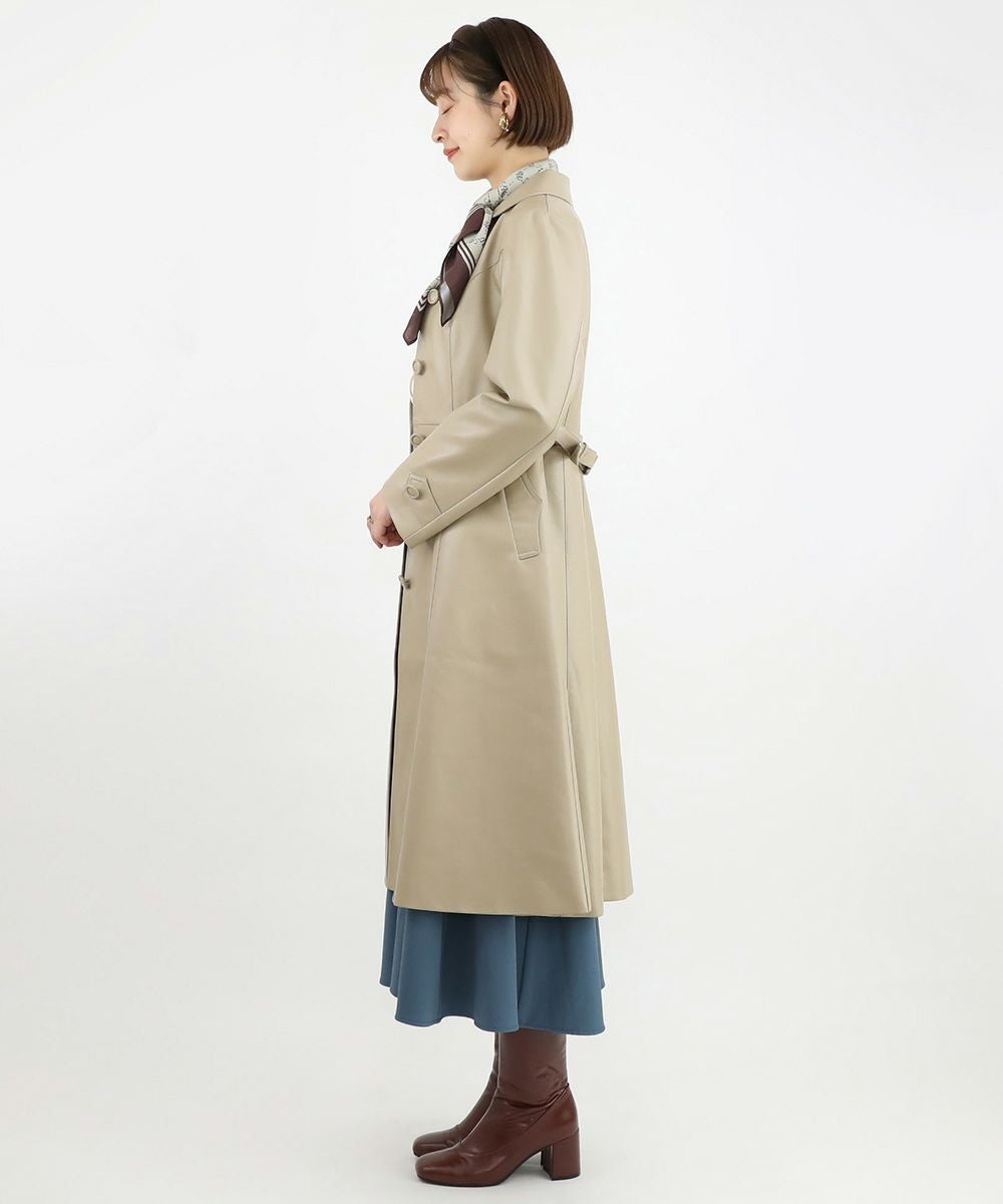 □フェイクレザー開衿コート/an another angelus [47BD03j003] | F