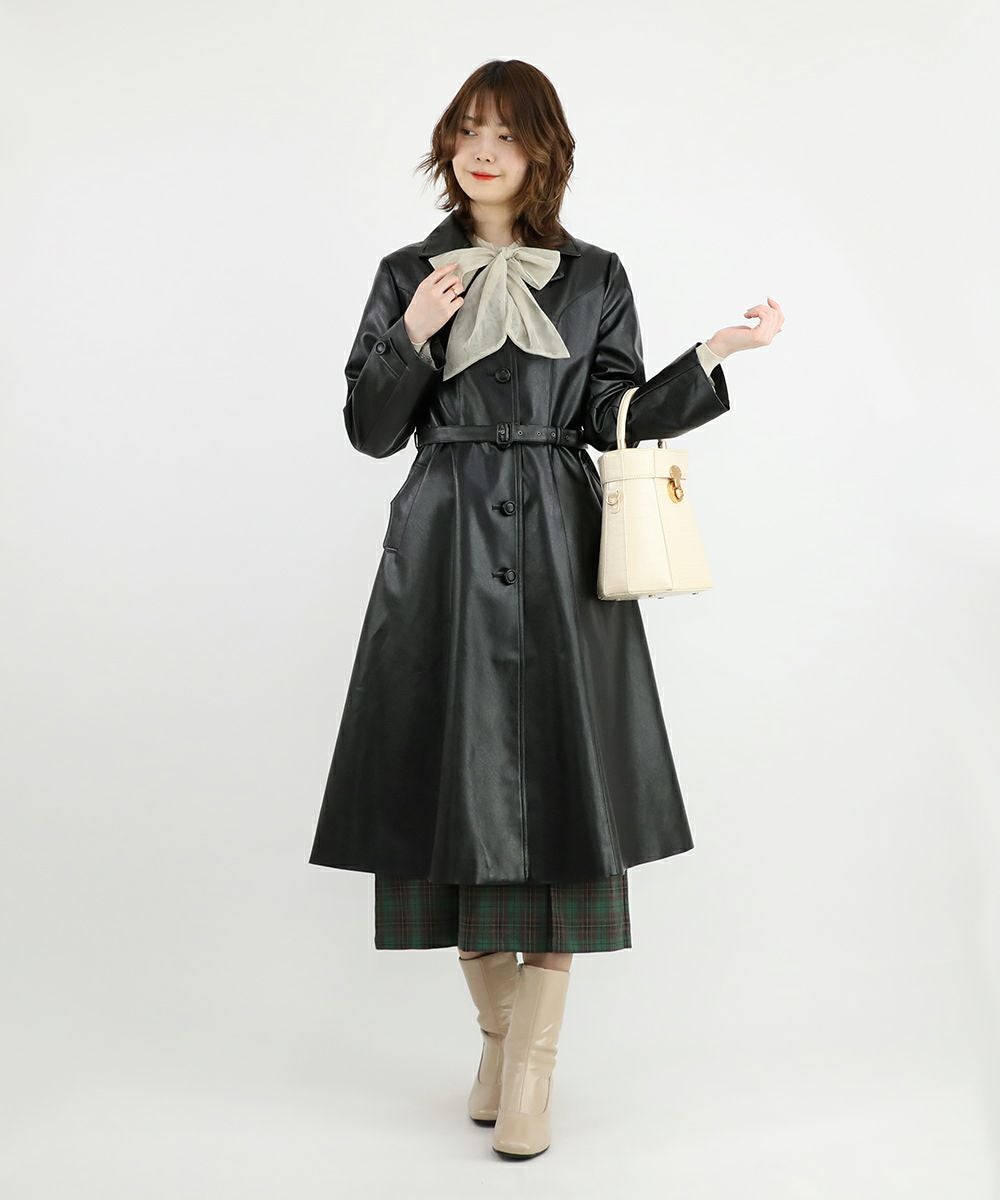 □フェイクレザー開衿コート/an another angelus [47BD03j003] | F