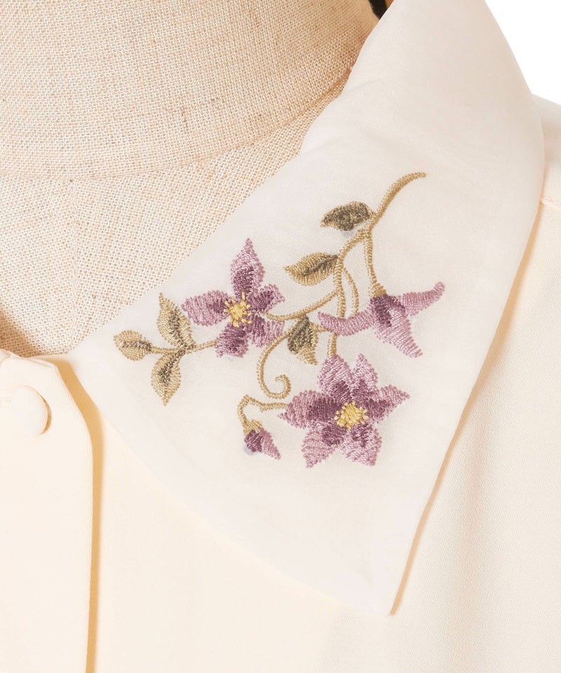 刺繡アップ （ivory×purple）