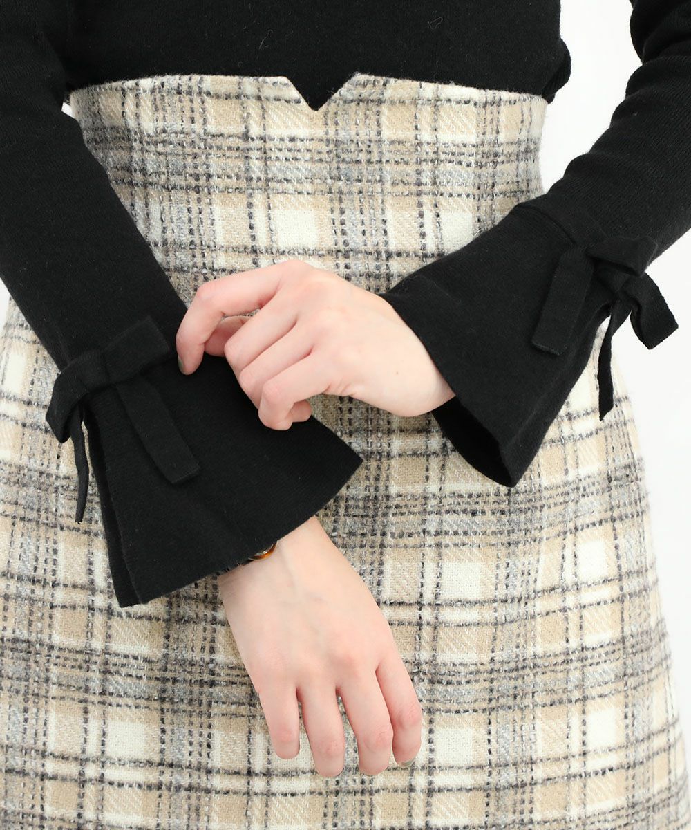 □袖口リボンチョーカーニットプルオーバー/an another angelus