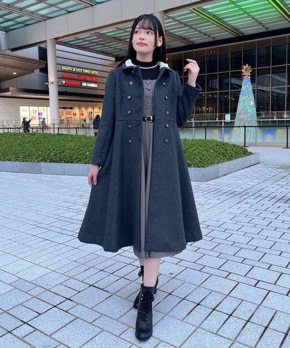 レース衿付きダブル釦コート/an another angelus [47BD03j008] | F