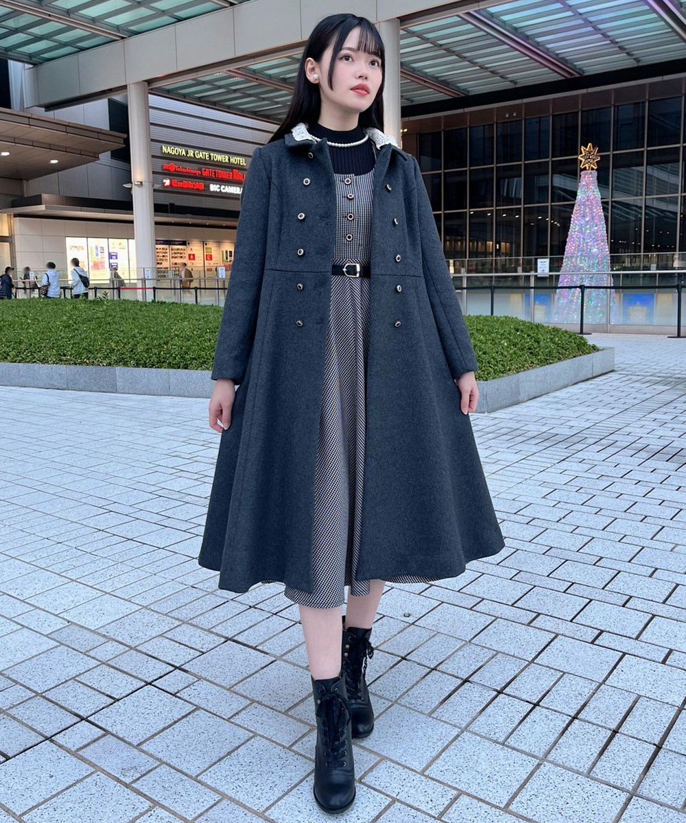 レース衿付きダブル釦コート/an another angelus [47BD03j008] | F