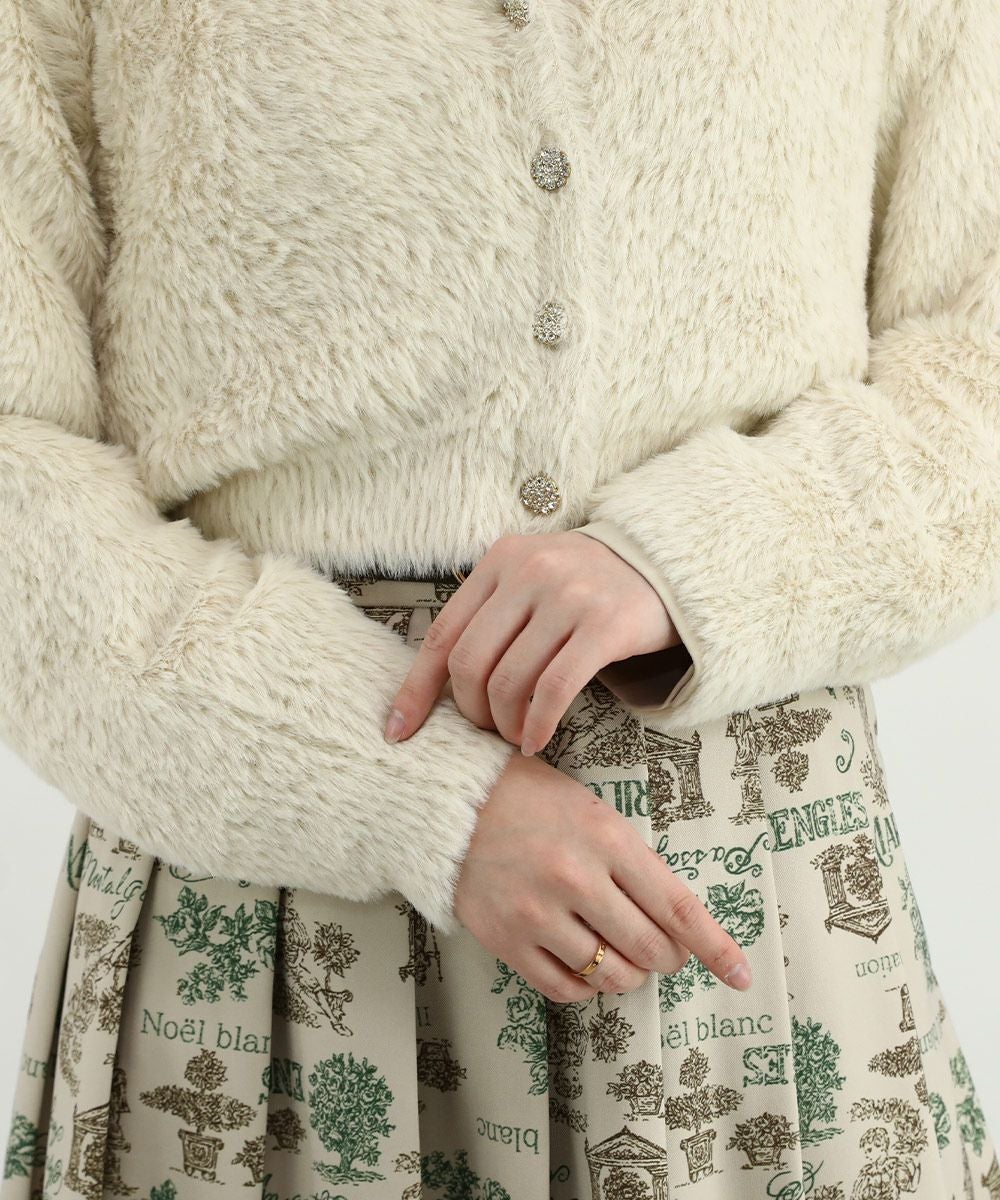 □ビジュー釦フェザーニットカーディガン/an another angelus