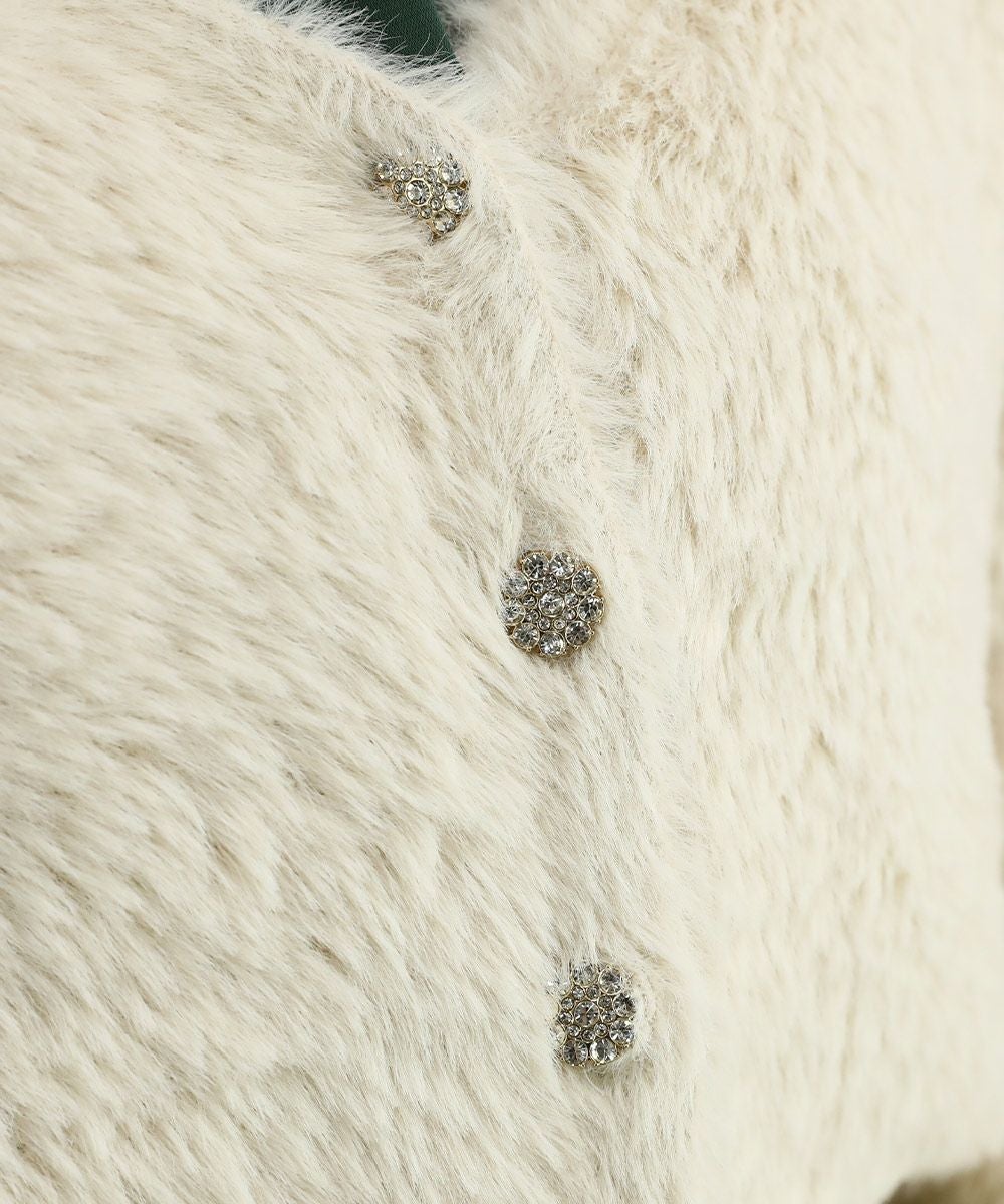 □ビジュー釦フェザーニットカーディガン/an another angelus