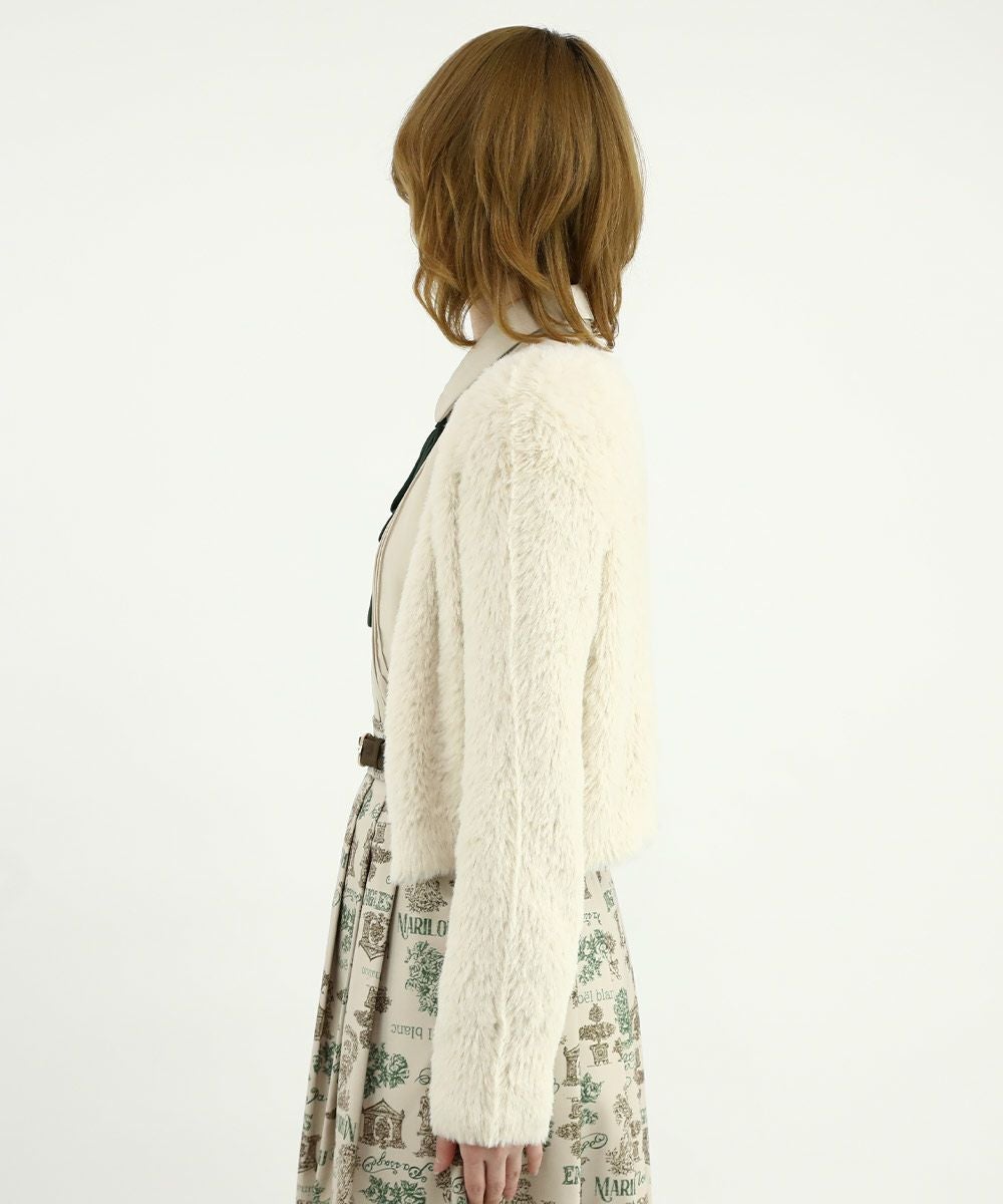 □ビジュー釦フェザーニットカーディガン/an another angelus