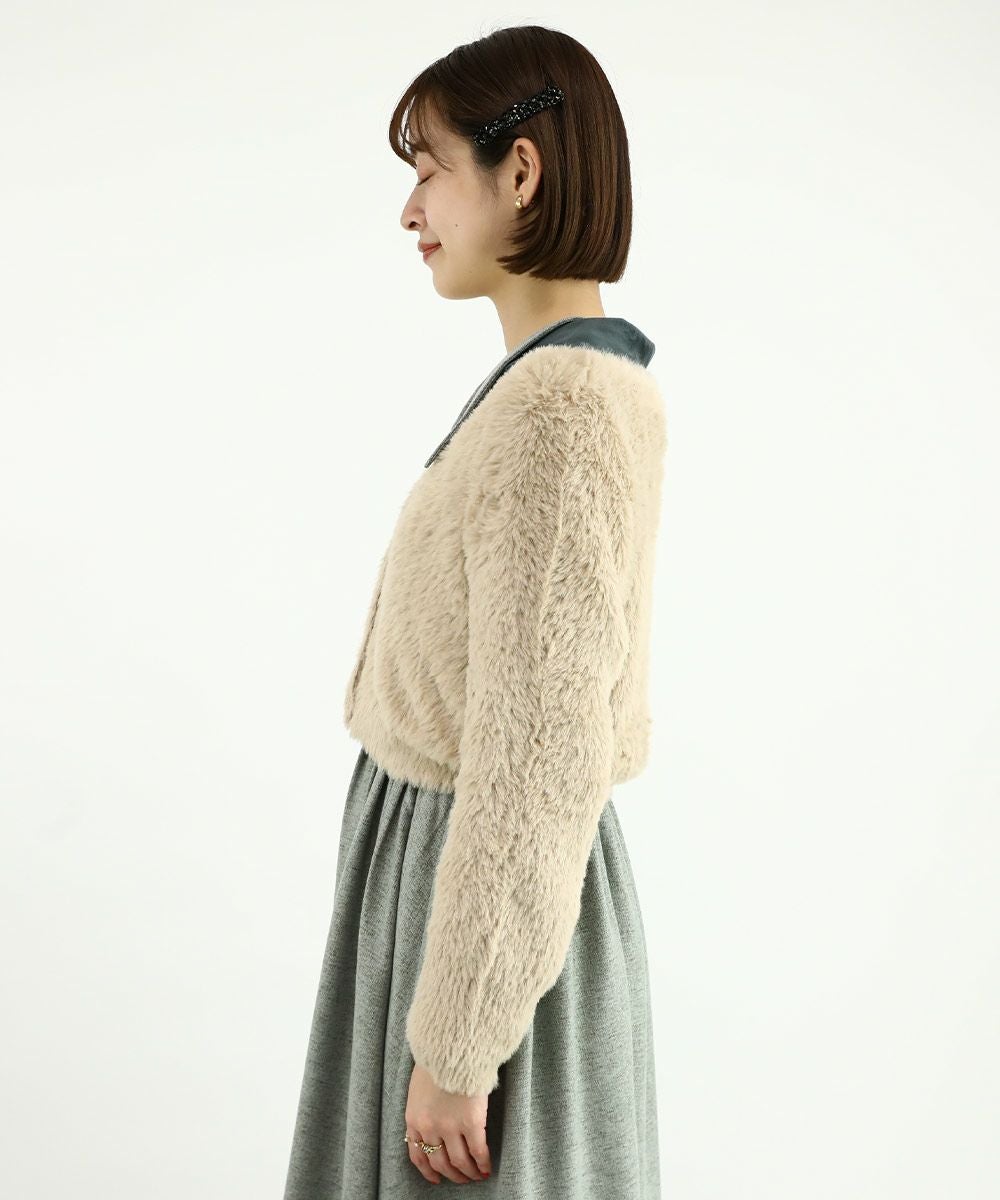□ビジュー釦フェザーニットカーディガン/an another angelus