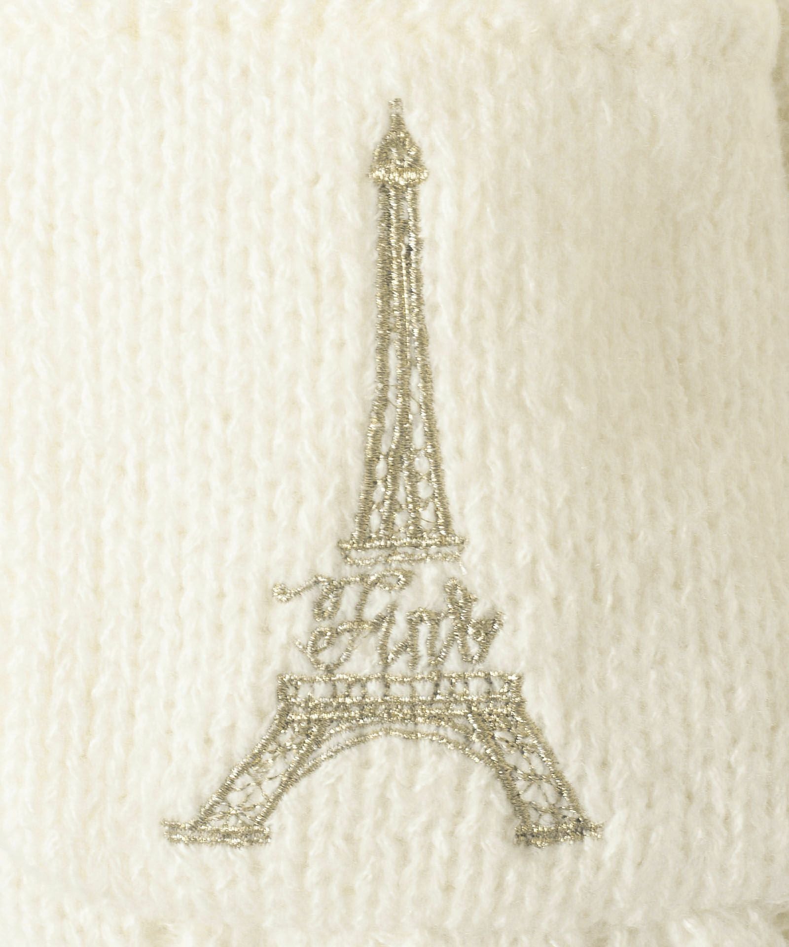 エッフェル塔ロゴ刺繍腰丈ケーブルニットカーディガン/F i.n.t