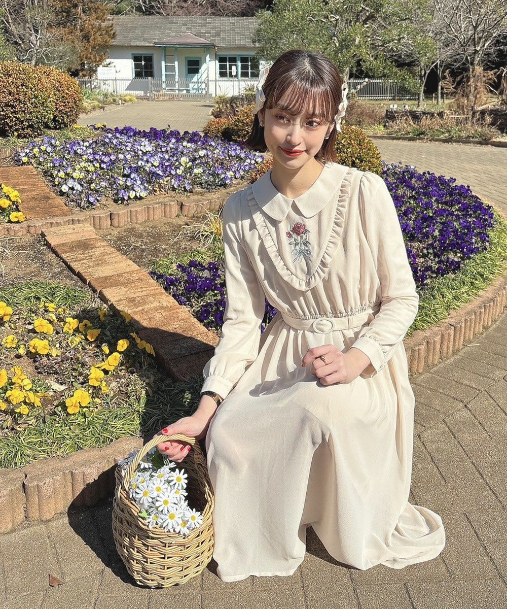 □ローズミニブーケ刺繍シアーワンピース/F i.n.t [49AE02j003] | F