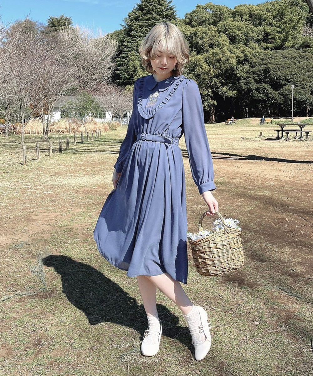 □ローズミニブーケ刺繍シアーワンピース/F i.n.t [49AE02j003] | F