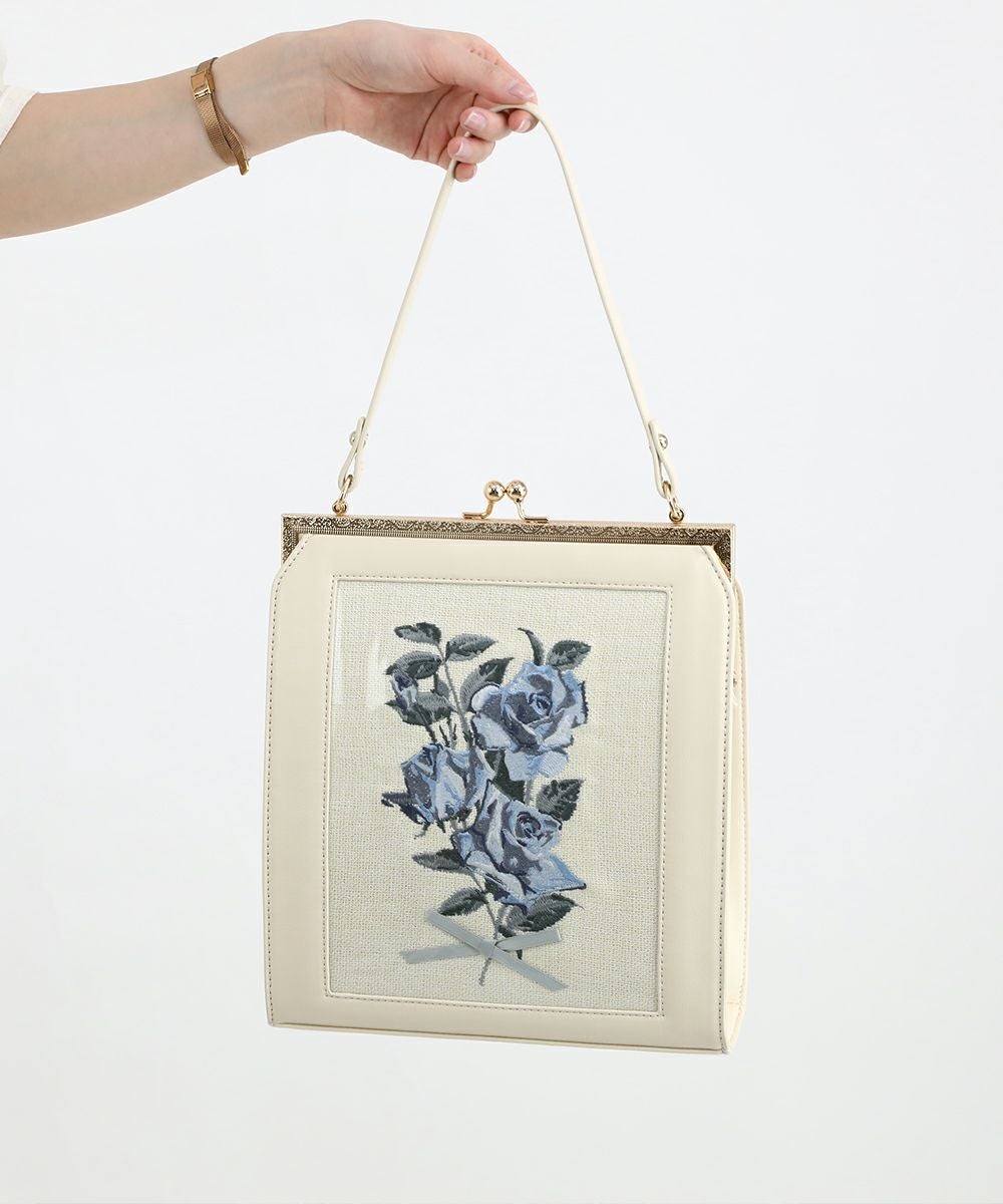 ローズ絵画刺繍がま口バッグ/an another angelus [49BC05a003] | F