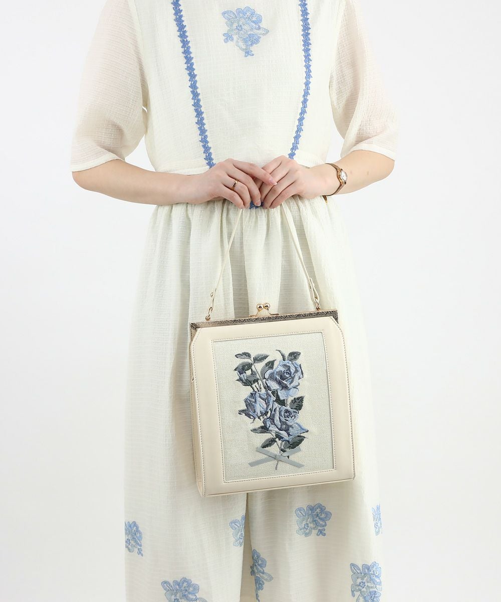 ローズ絵画刺繍がま口バッグ/an another angelus [49BC05a003] | F