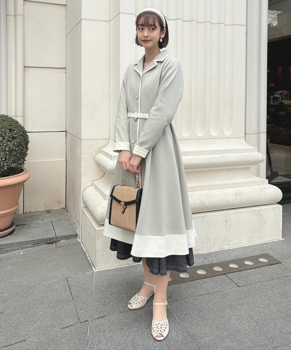 カメオ釦バイカラーコート/an another angelus [49BD03j001] | F i.n.t