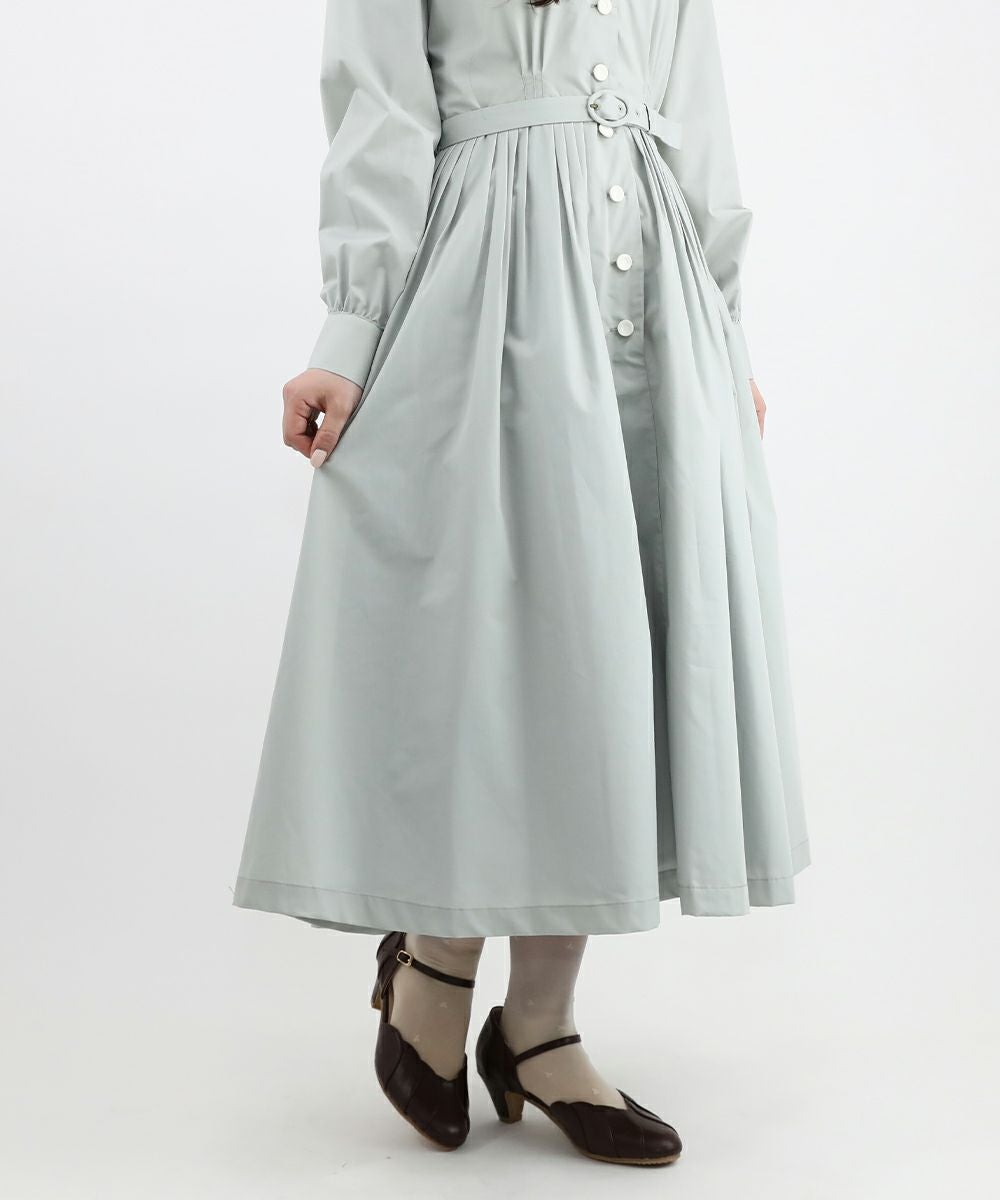 【即配】【人気】andwang アンドワング　ワンピース　シャツ　グレー002 □レトロタック使いウィングカラーシャツワンピース/an another