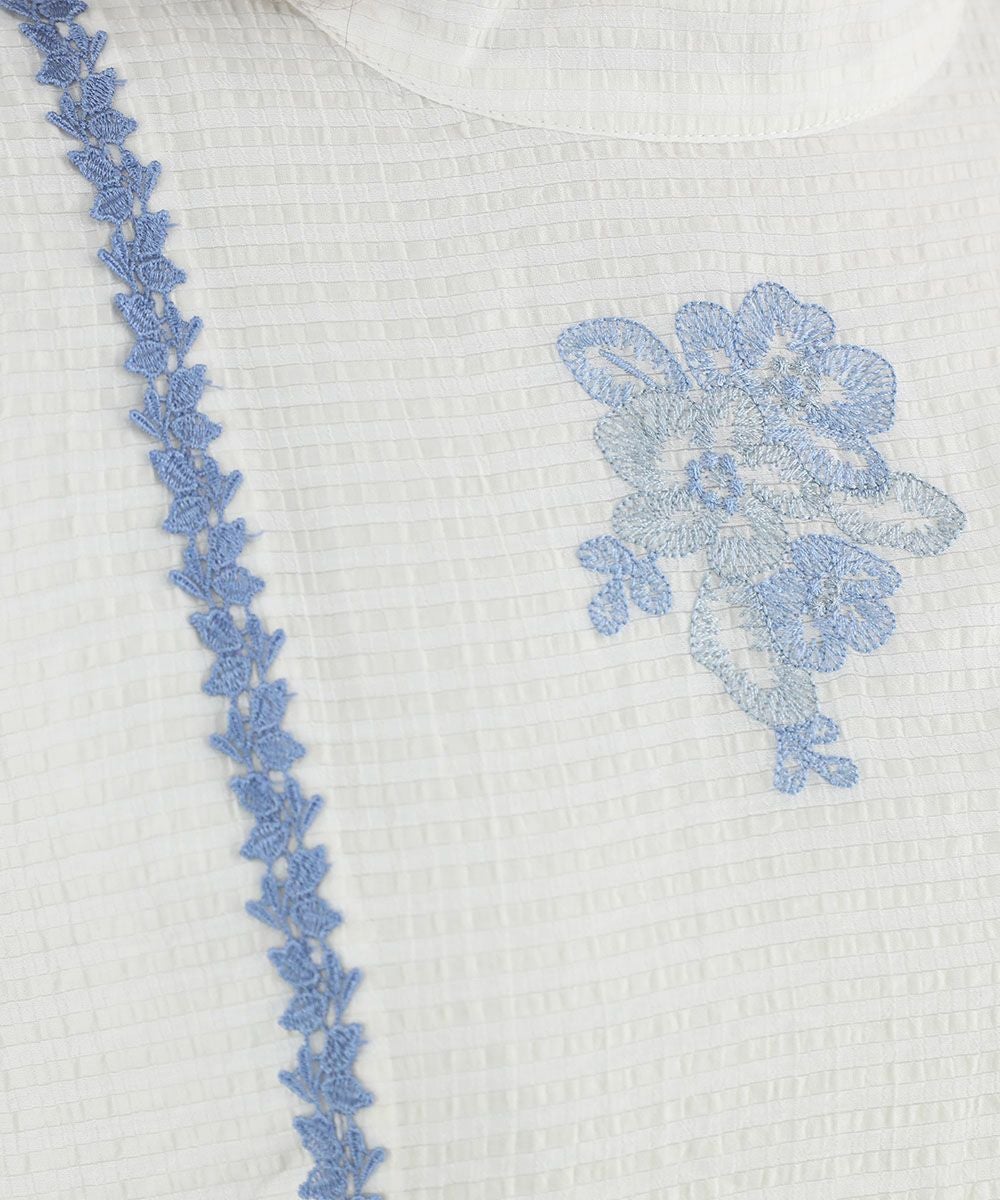 ネックレスヨーク切替花刺繍ワンピース/an another angelus