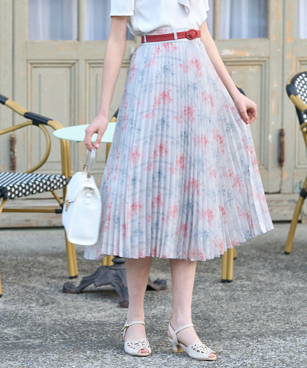 □アイビーローズ柄アンブレラプリーツスカート/an another angelus