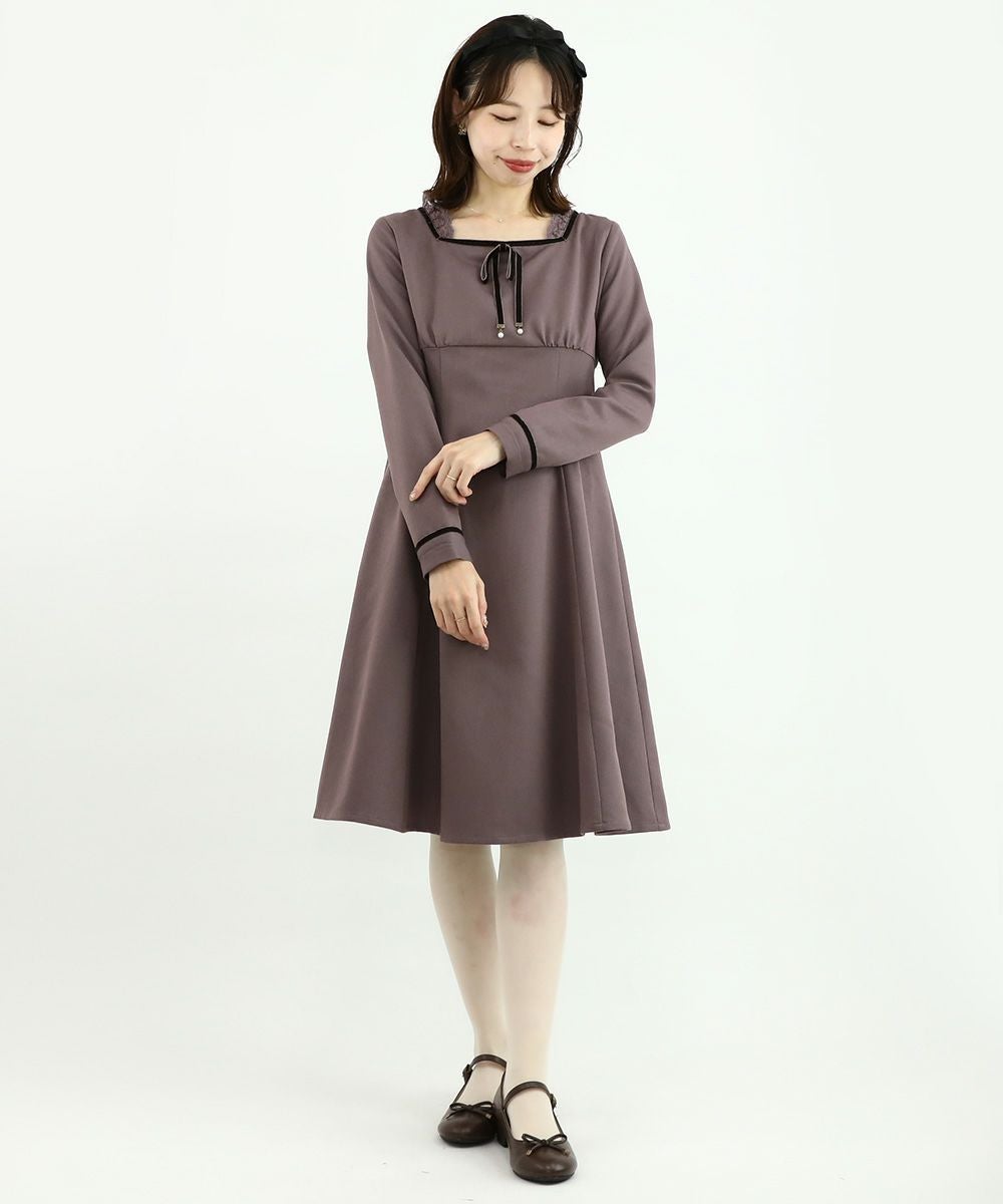 □ハイウエスト切替ベロアリボン使いワンピース/F i.n.t [48AE02j027