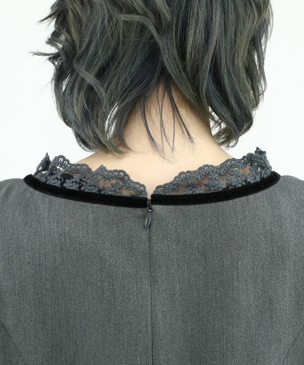 □ハイウエスト切替ベロアリボン使いワンピース/F i.n.t [48AE02j027