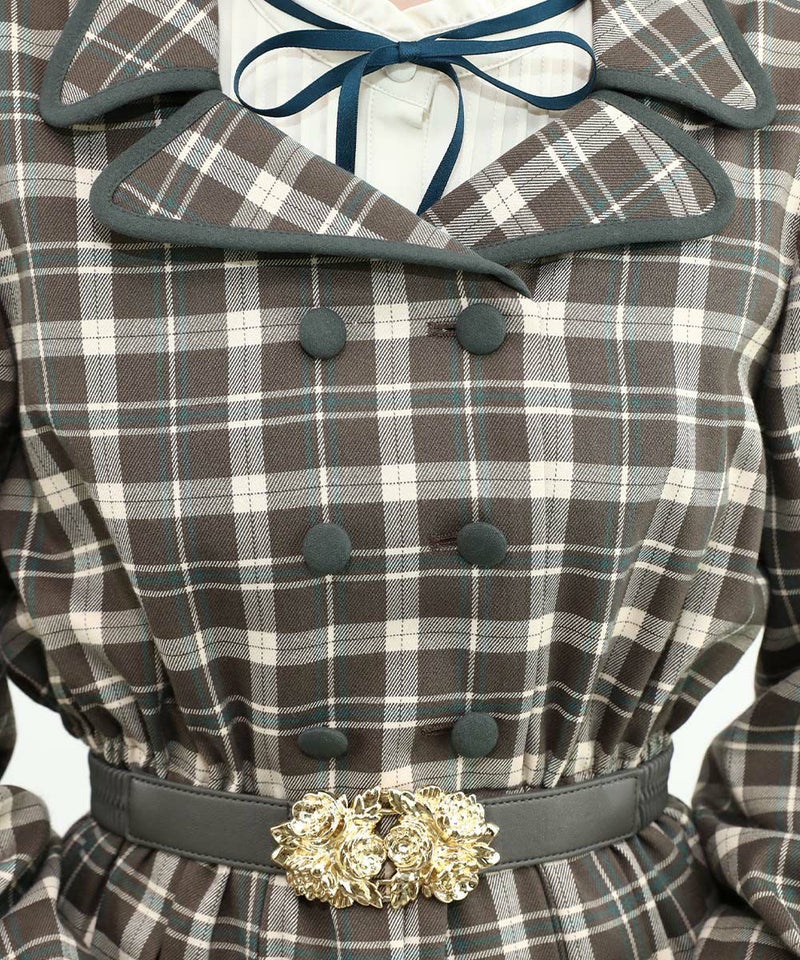 brown×green / 160cm / ブラウスとのレイヤード / ベルトアレンジ