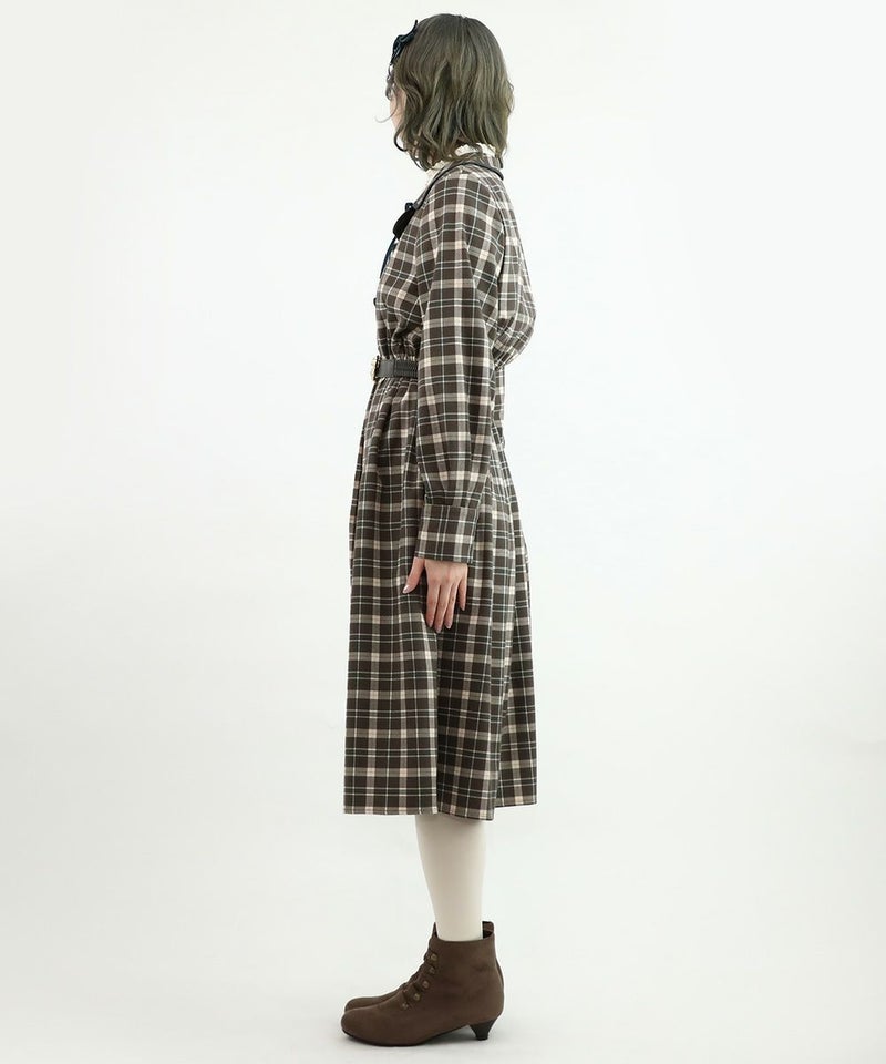 brown×green / 160cm / ブラウスとのレイヤード / ベルトアレンジ