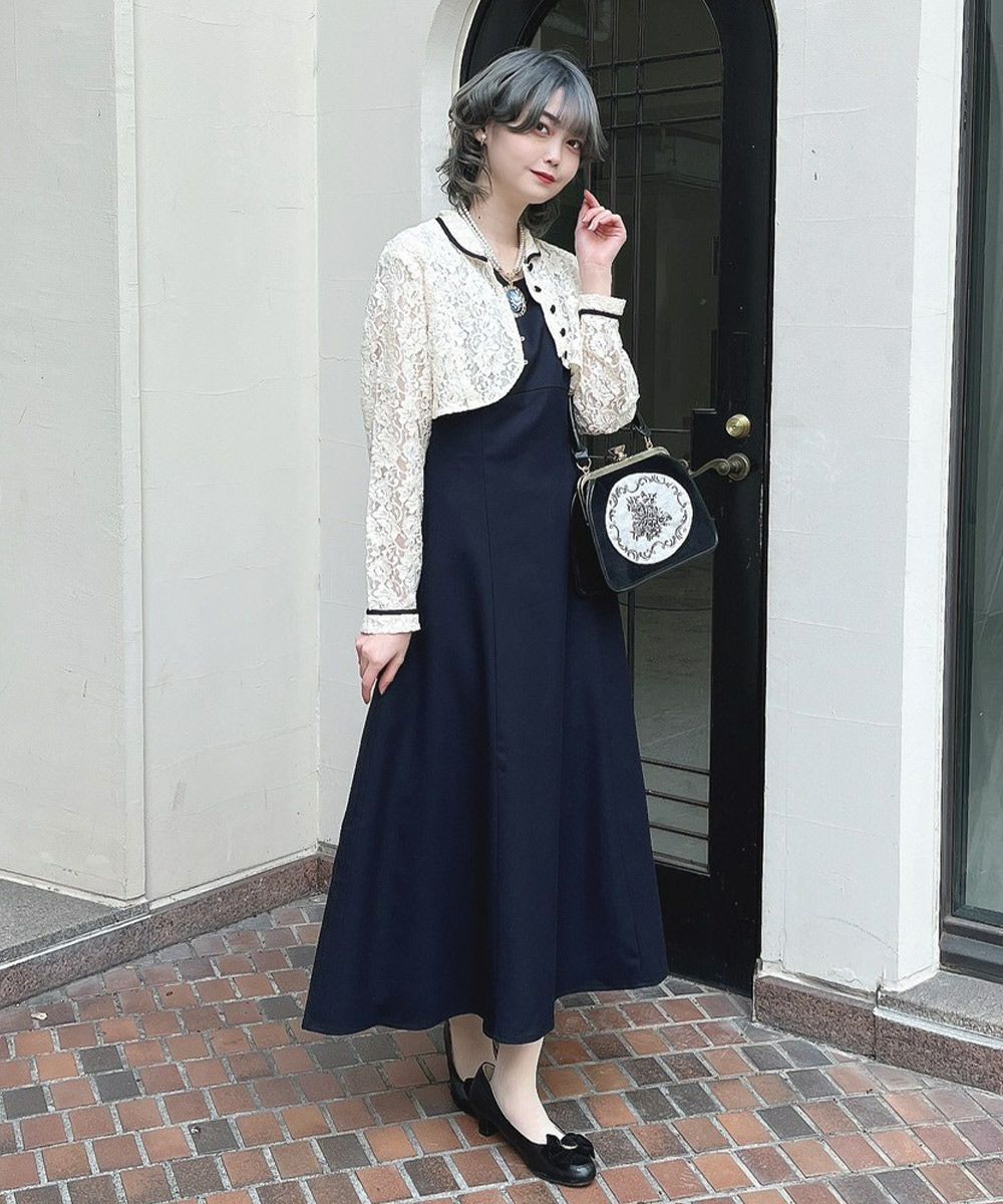 【美品】アドーア　レースジャケット付き　ワンピース リーフオーナメントレースワンピース （ワンピース）｜ADORE