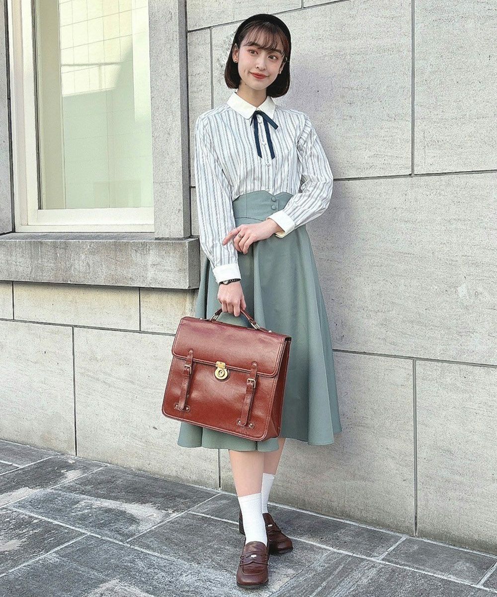 ブリーフィング　cool max レディース　シャツ　L タグ付き新品 タイ付きマルチストライプクレリックシャツ/F i.n.t [49AF01j001] | F