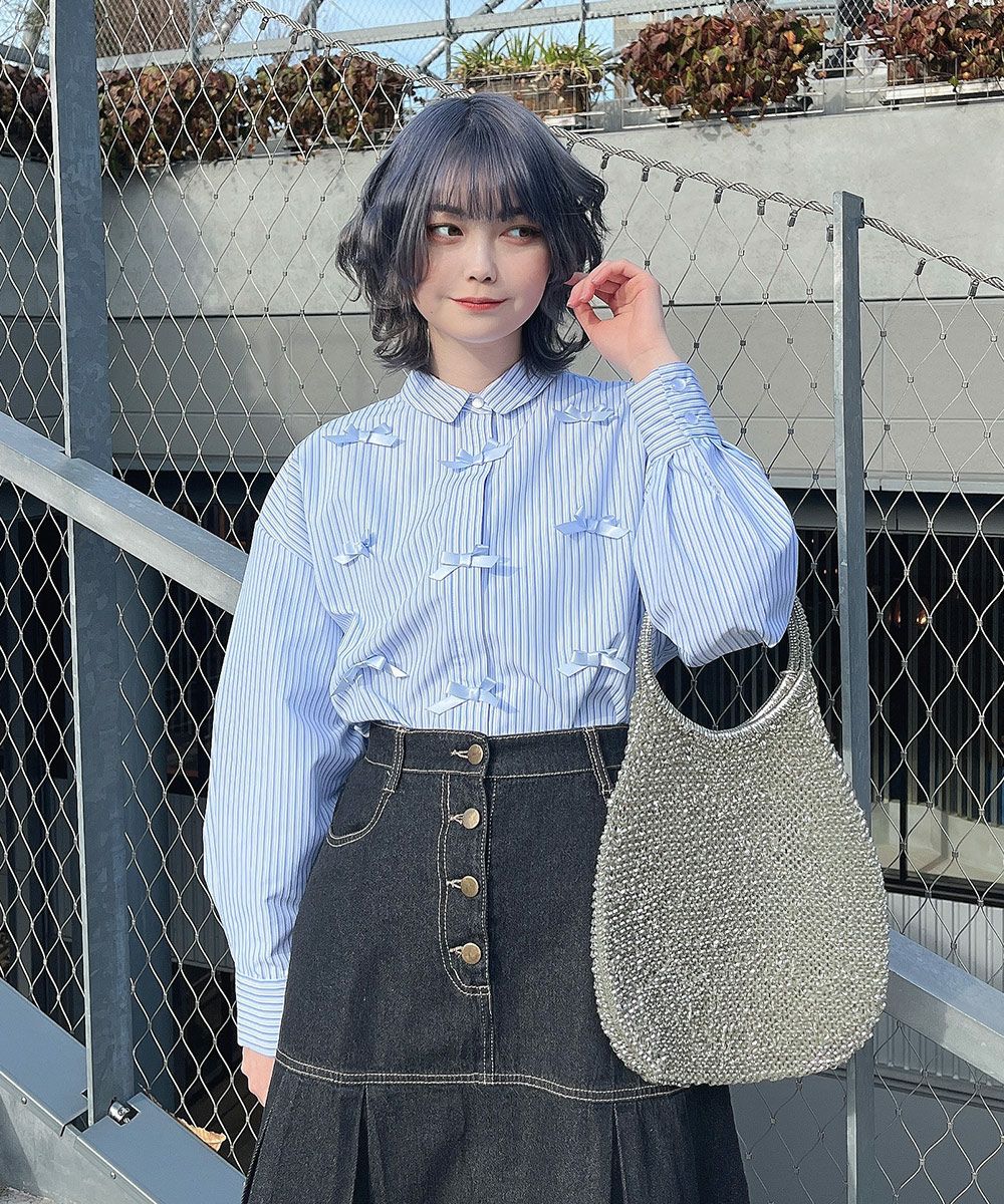 light blue×white / 160cm