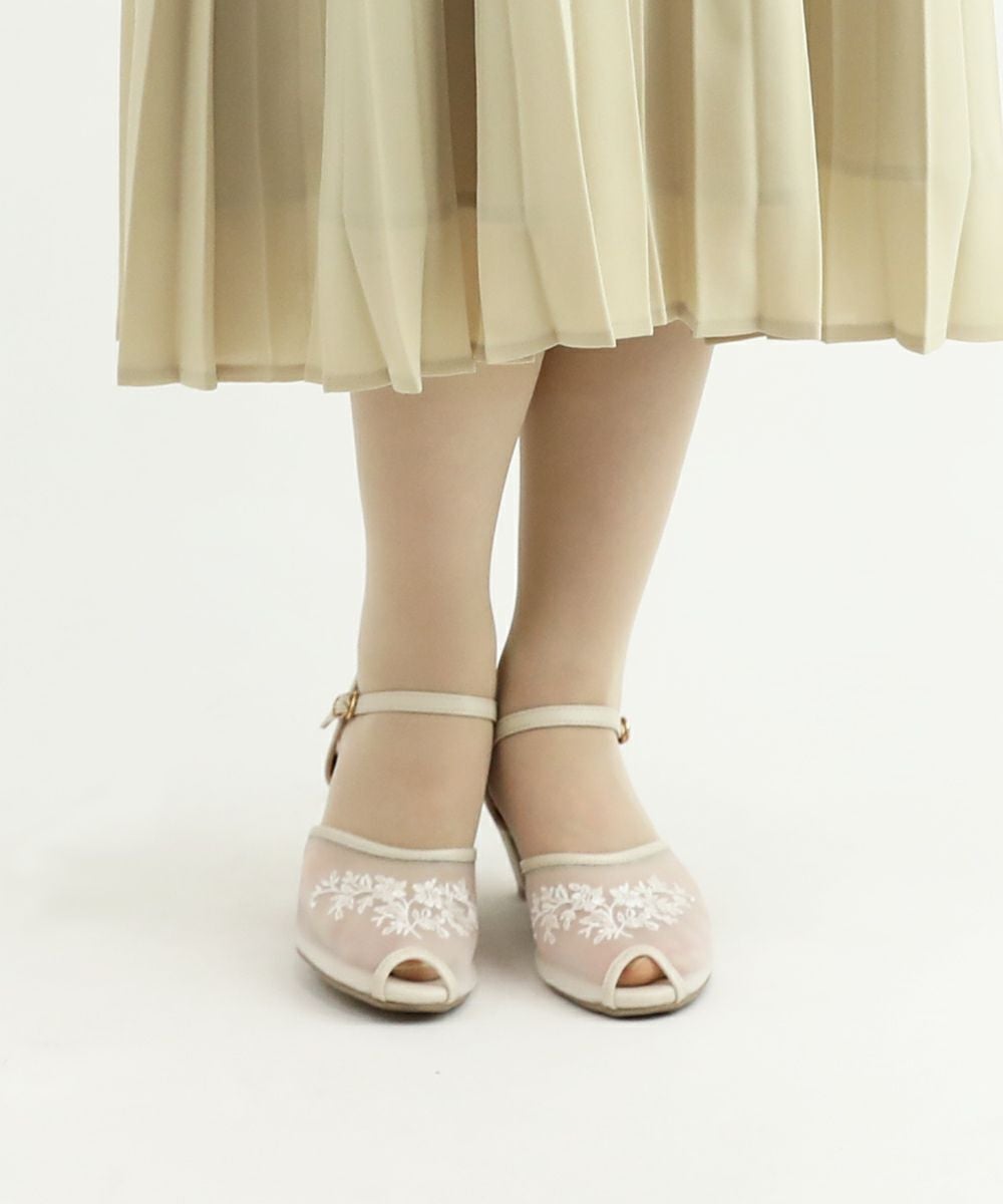 Fint サンダル □単色フラワー刺繍メッシュサンダル/an another angelus [49BA02c003