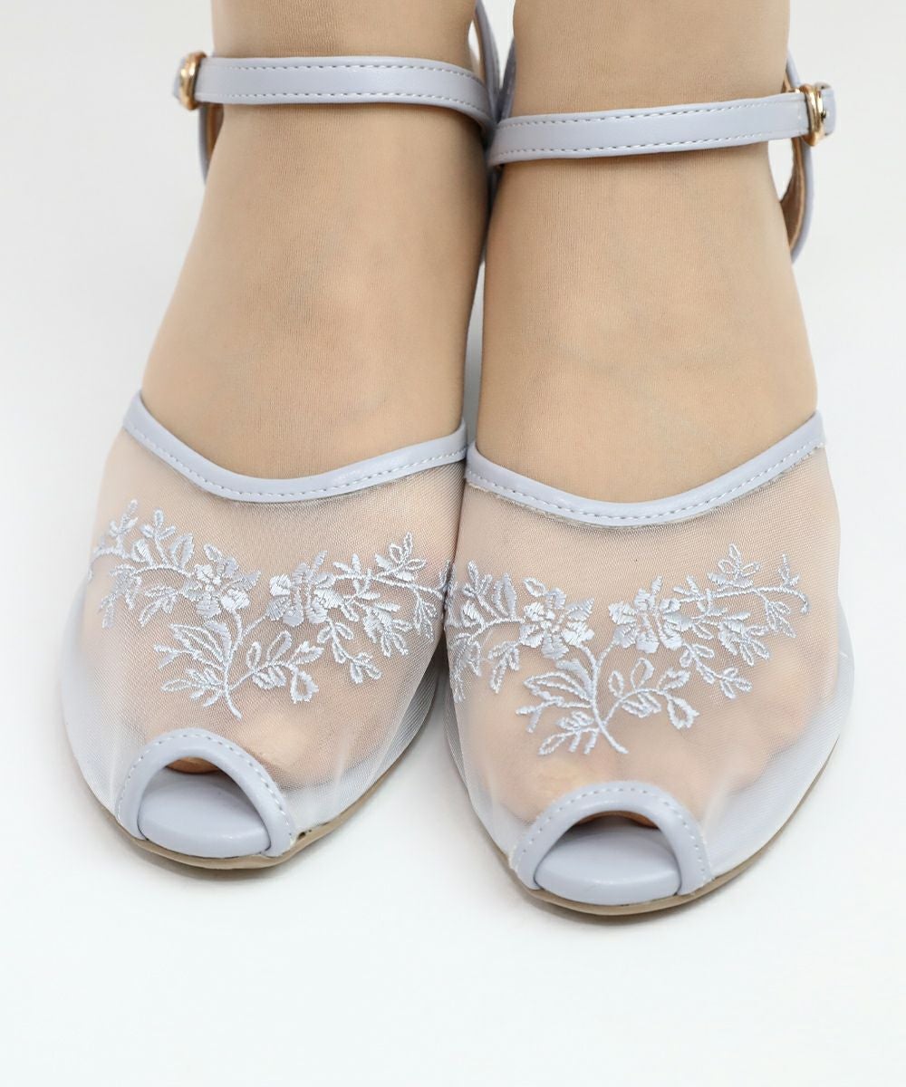 □単色フラワー刺繍メッシュサンダル/an another angelus [49BA02c003