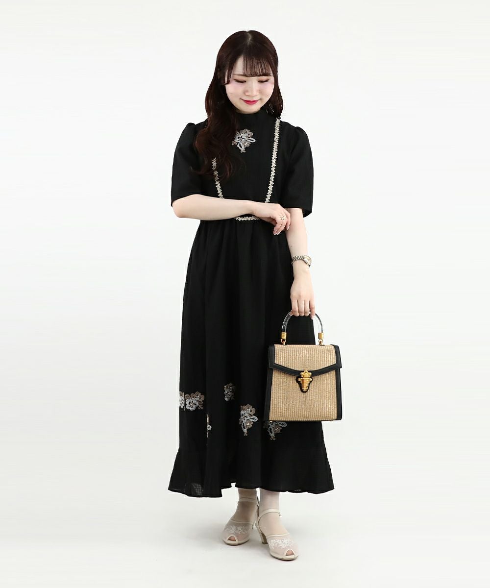 Fint サンダル □単色フラワー刺繍メッシュサンダル/an another angelus [49BA02c003