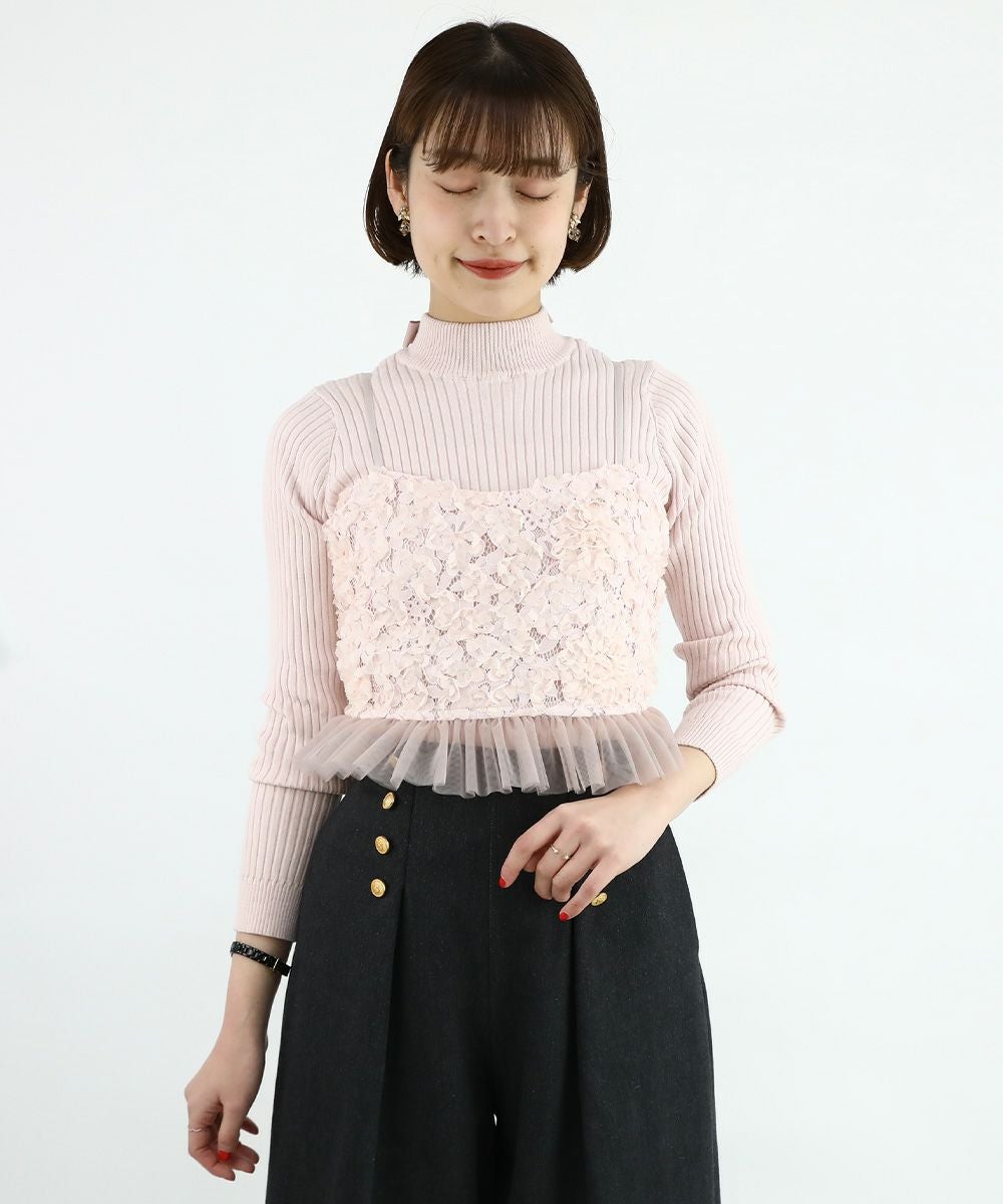 カットレースビスチェ♡ フリルビスチェカットレースアンサンブル(M OFF WHITE): トップス
